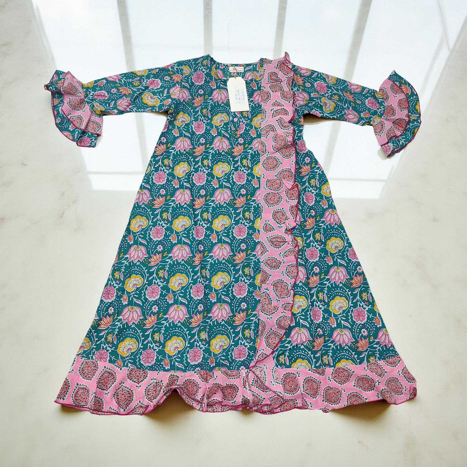 8-9 Year Princess Printed Cotton Girls Dress 42" Long Jalabiya