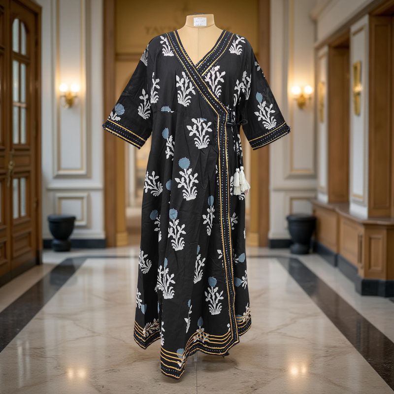 2XL/3XL Priam  Printed Cotton Dress 57" Long Jalabiya