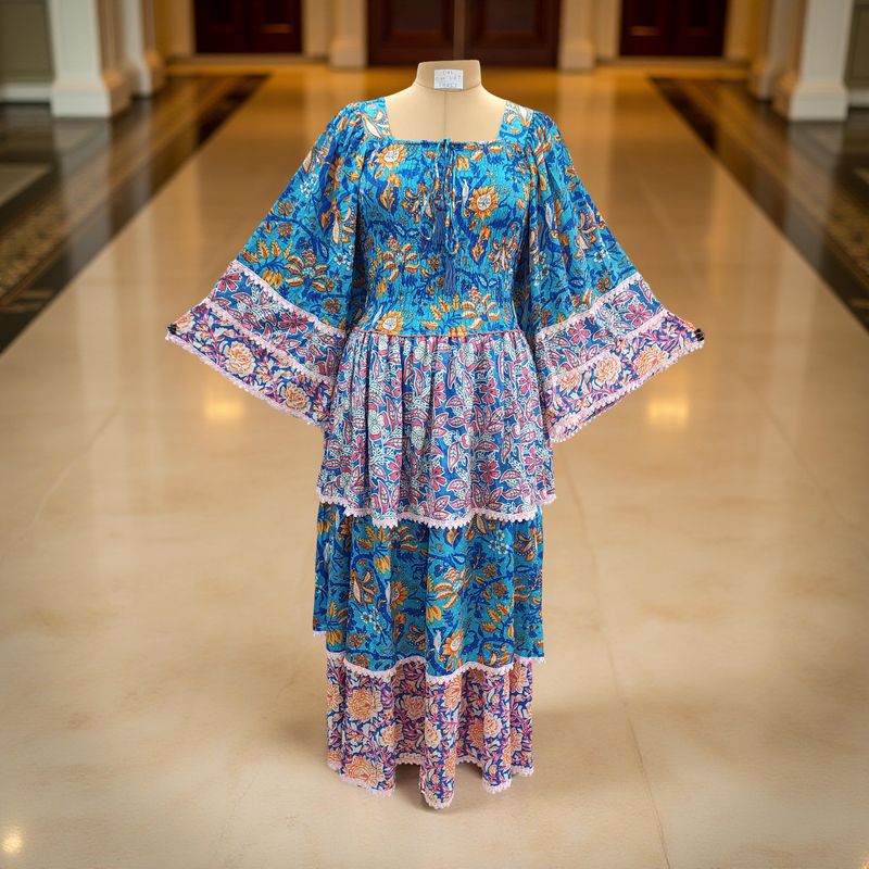 L/XL Rahima Satin Crystal  Dress 57" Long Jalabiya