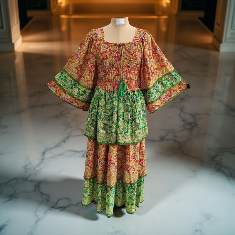 L/XL Rahima Silk Crystal  Dress 57" Long Jalabiya