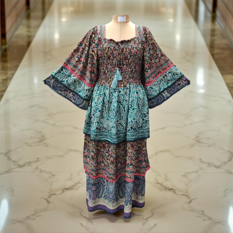 L/XL Rahima Silk Crystal  Dress 57" Long Jalabiya