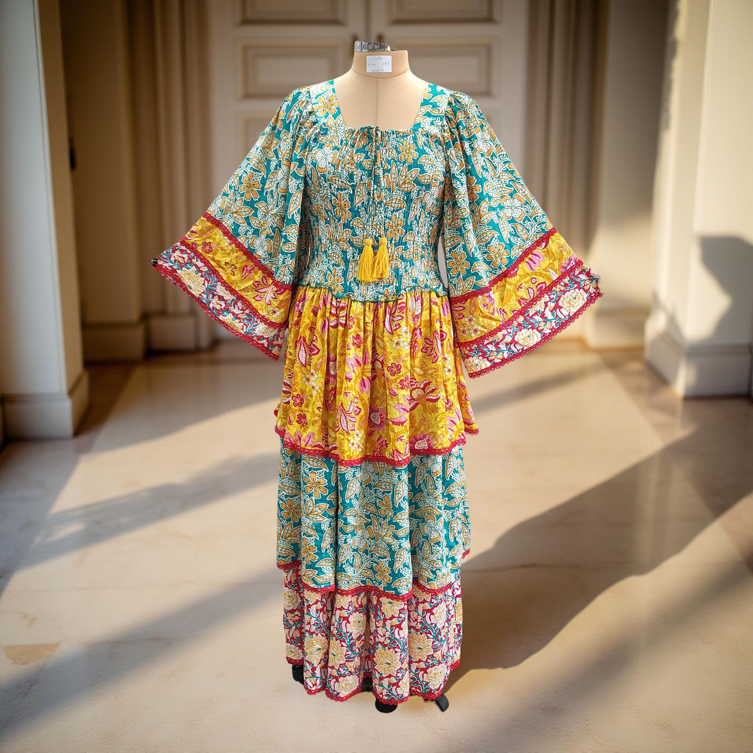 L/XL Rahima Satin Crystal  Dress 57" Long Jalabiya