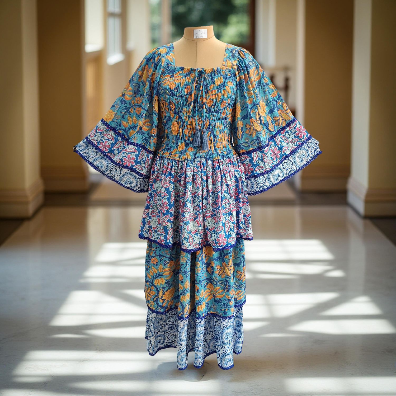 L/XL Rahima Satin Crystal  Dress 57" Long Jalabiya