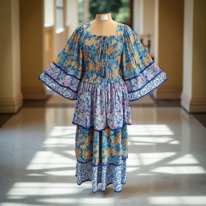 L/XL Rahima Satin Crystal  Dress 57" Long Jalabiya