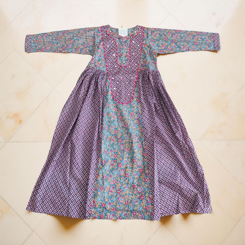 10-11 Year Suf Cotton Girls Dress 46" Long Jalabiya