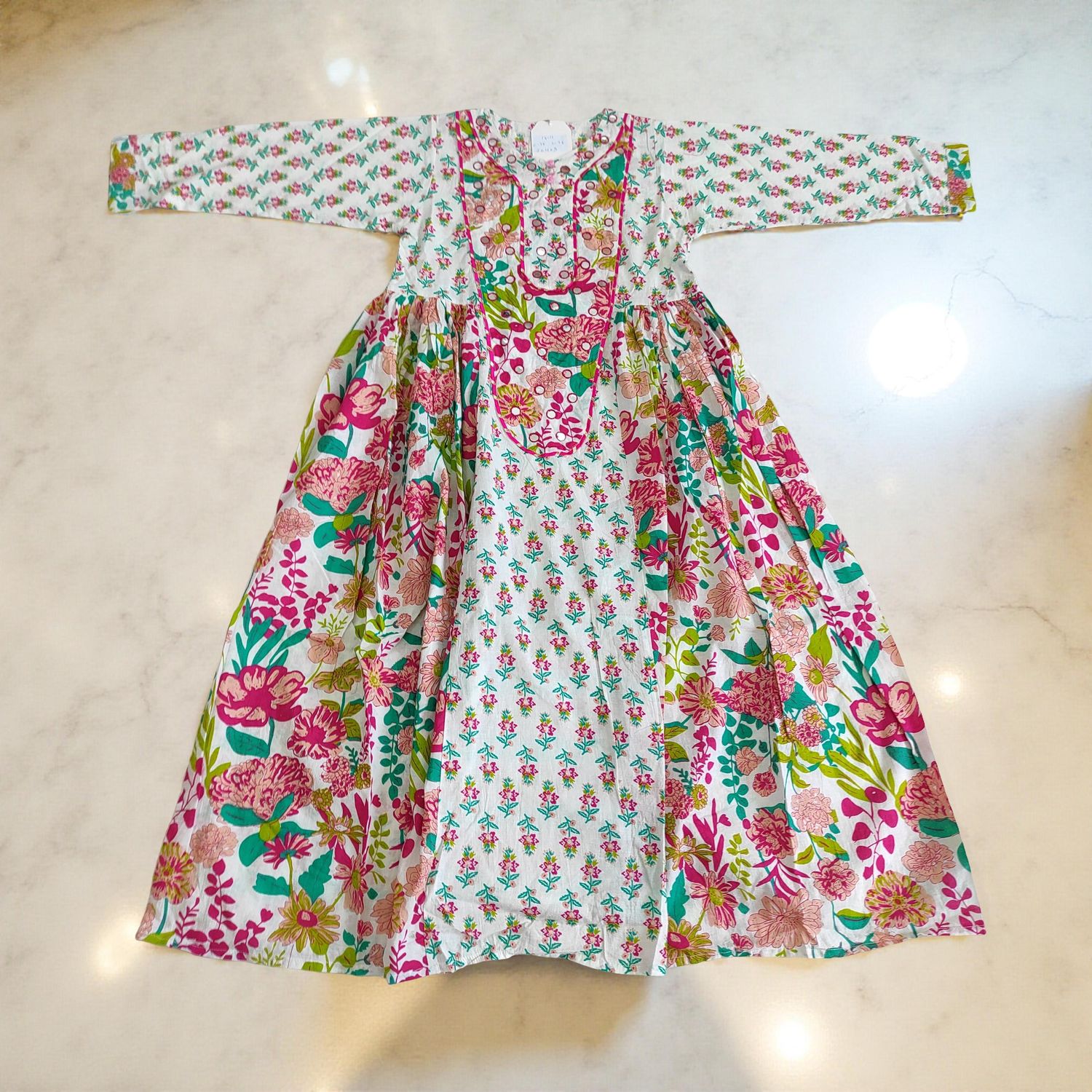 10-11 Year Suf Cotton Girls Dress 46" Long Jalabiya