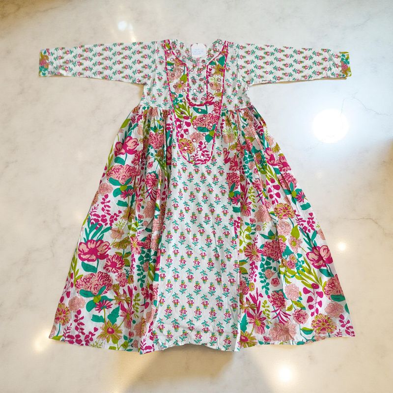 10-11 Year Suf Cotton Girls Dress 46" Long Jalabiya