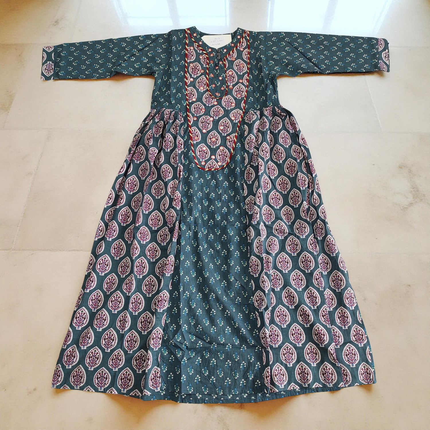 12-13  years Suf Cotton Dress 50" Long Jalabiya