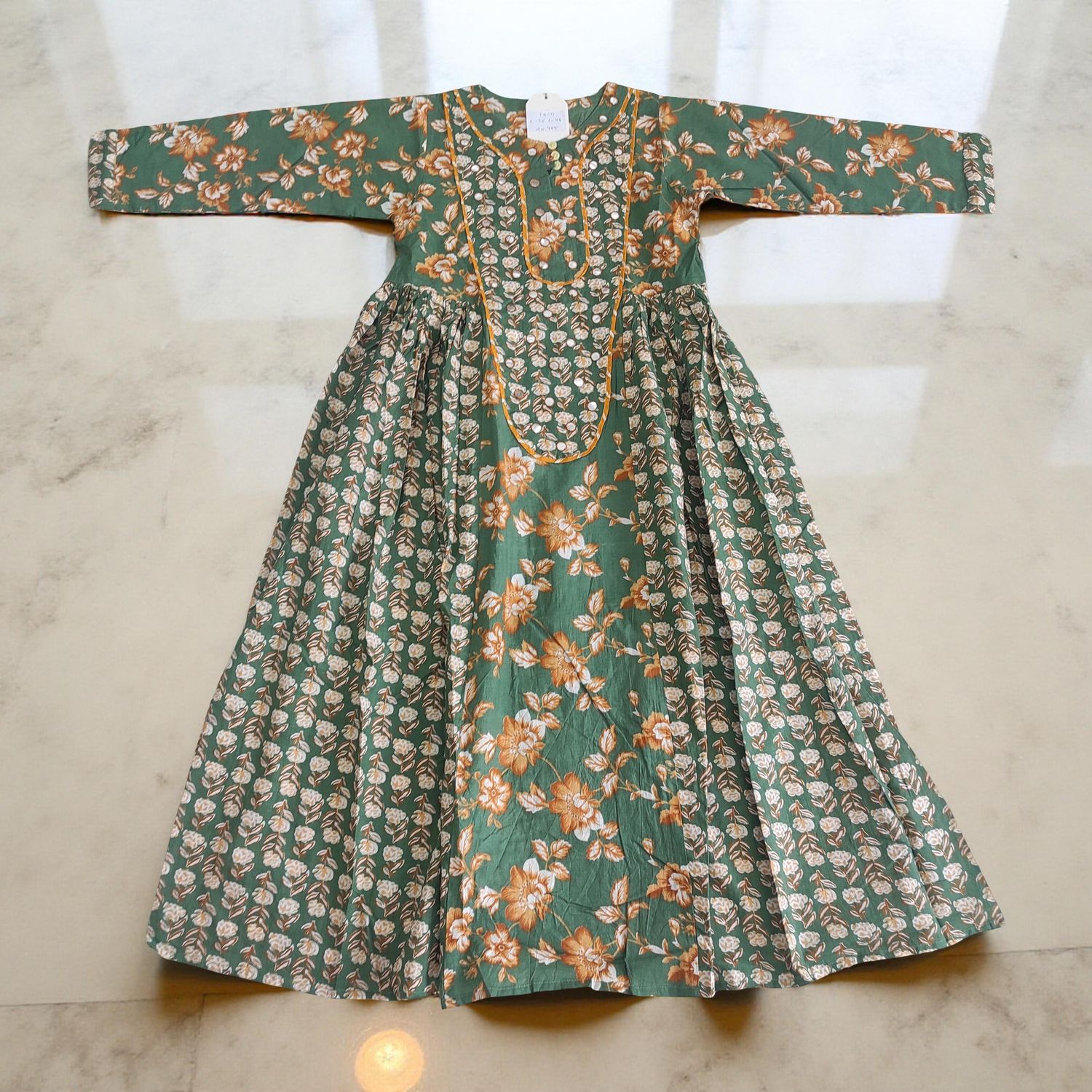 10-11 Year Suf Cotton Girls Dress 46" Long Jalabiya