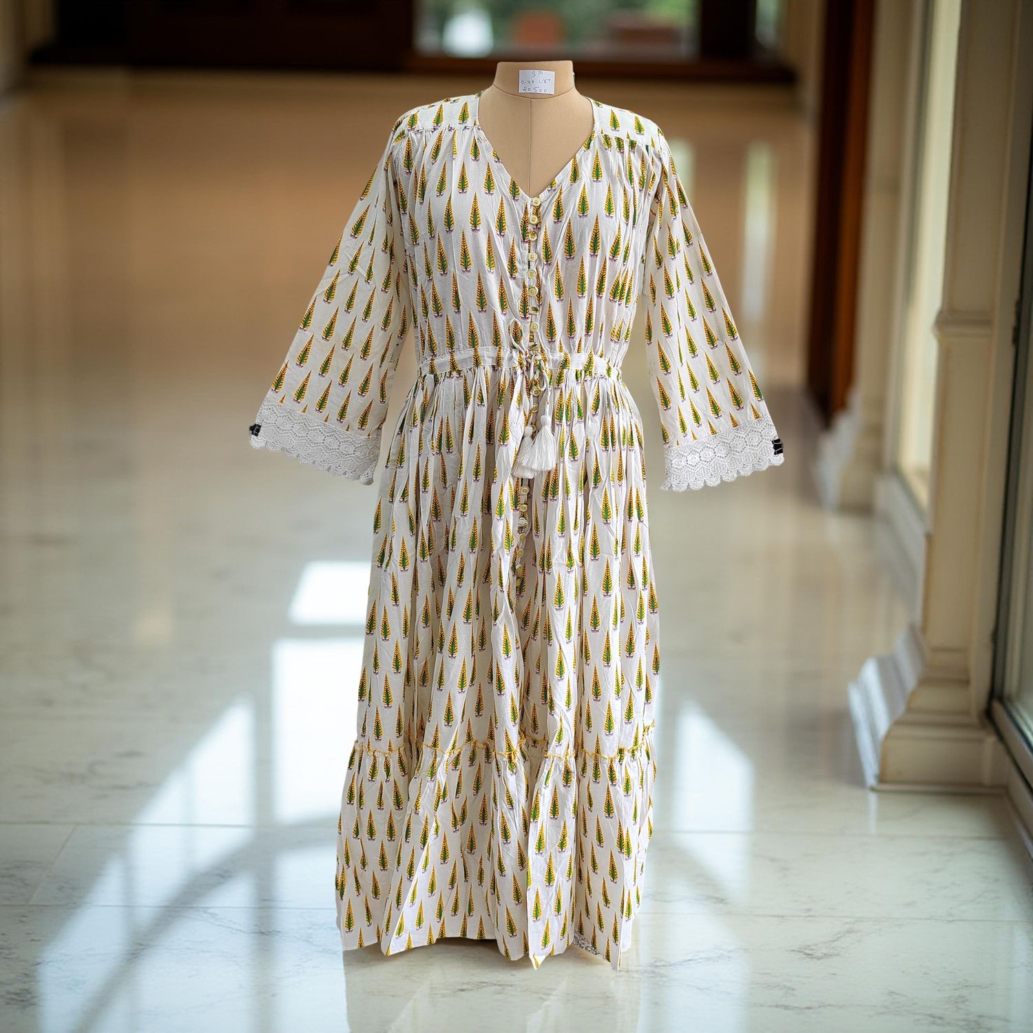 S/M Ari Printed Cotton Dress 57" Long Jalabiya