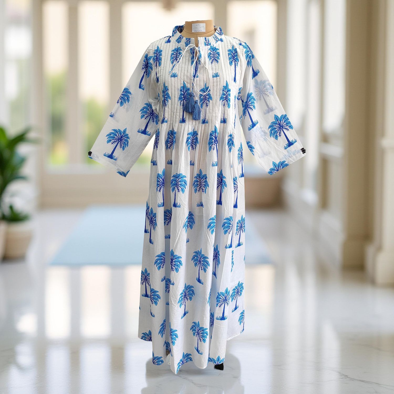 L/XL Adeem Printed Cotton Dress 57" Long Jalabiya