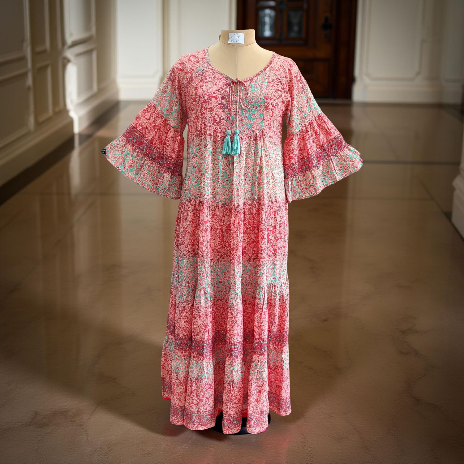 S/M Gaby Silk Crystal  Long Dress 57" Long Jalabiya