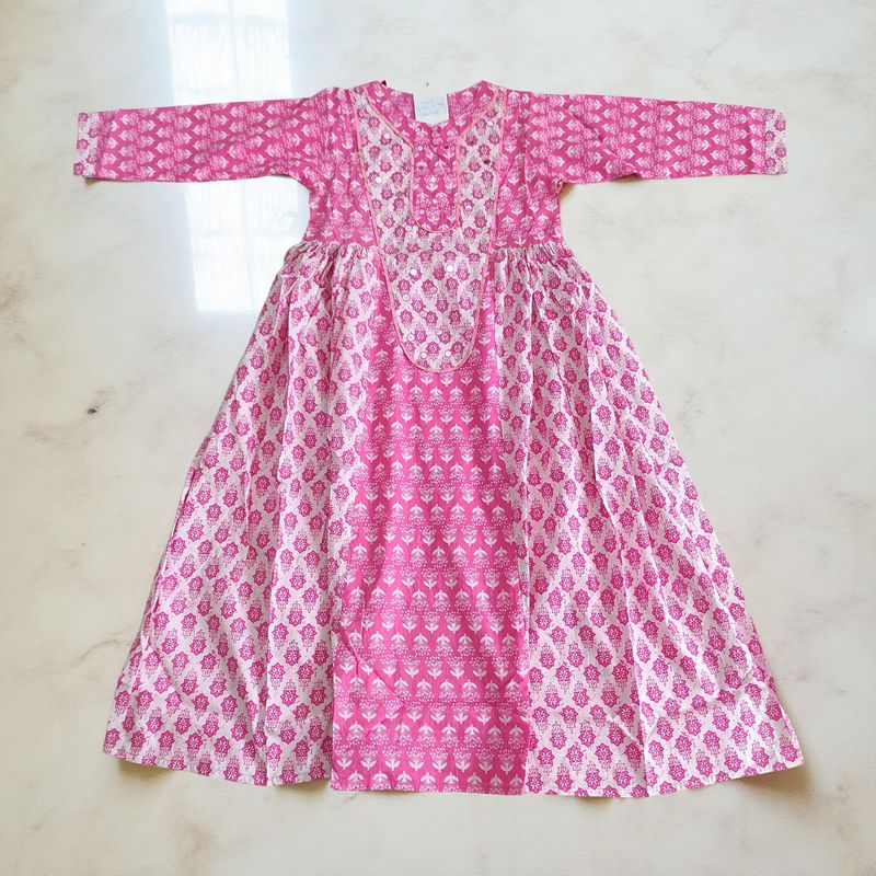 10-11 Year Suf Cotton Girls Dress 46" Long Jalabiya