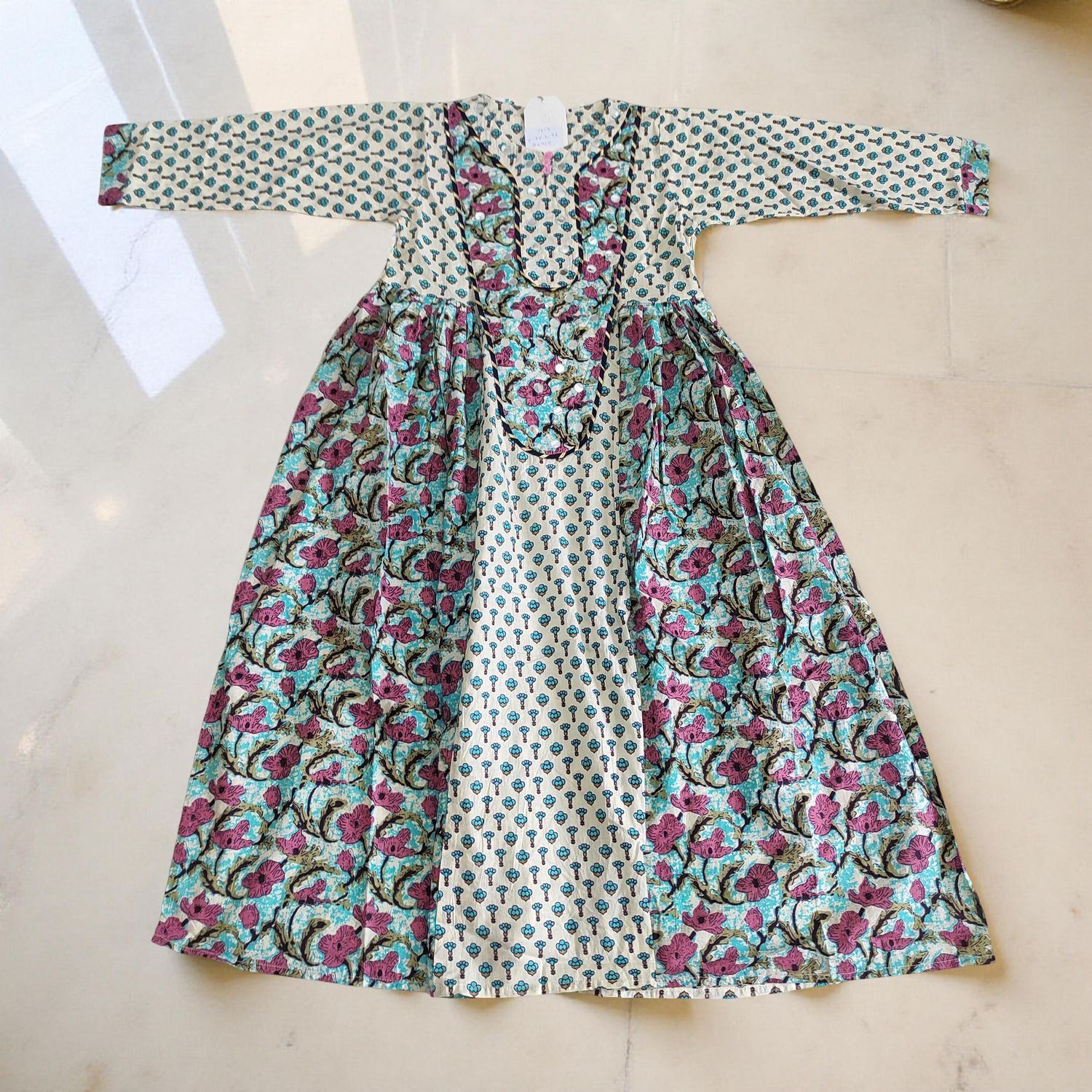 10-11 Year Suf Cotton Girls Dress 46" Long Jalabiya