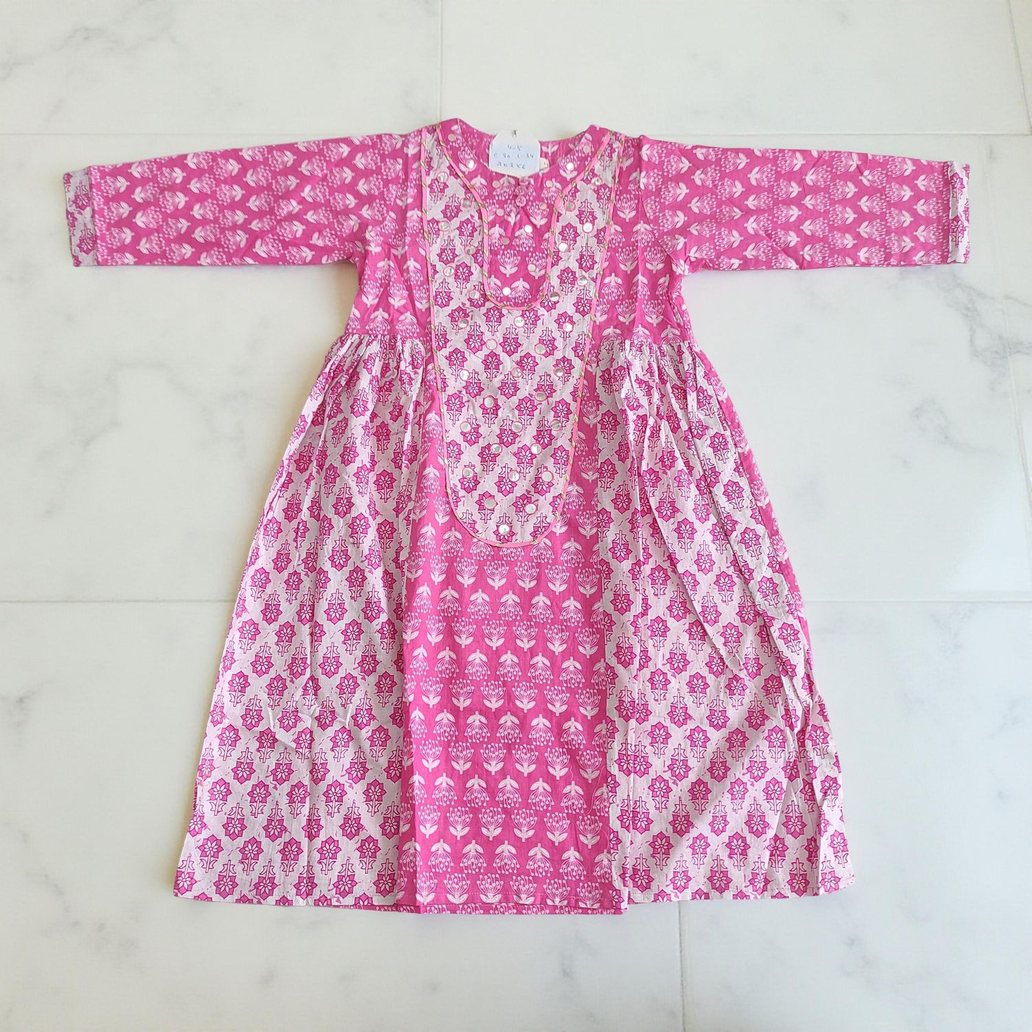 4-5 Year Suf Printed Cotton Girls Dress 34" Long Jalabiya