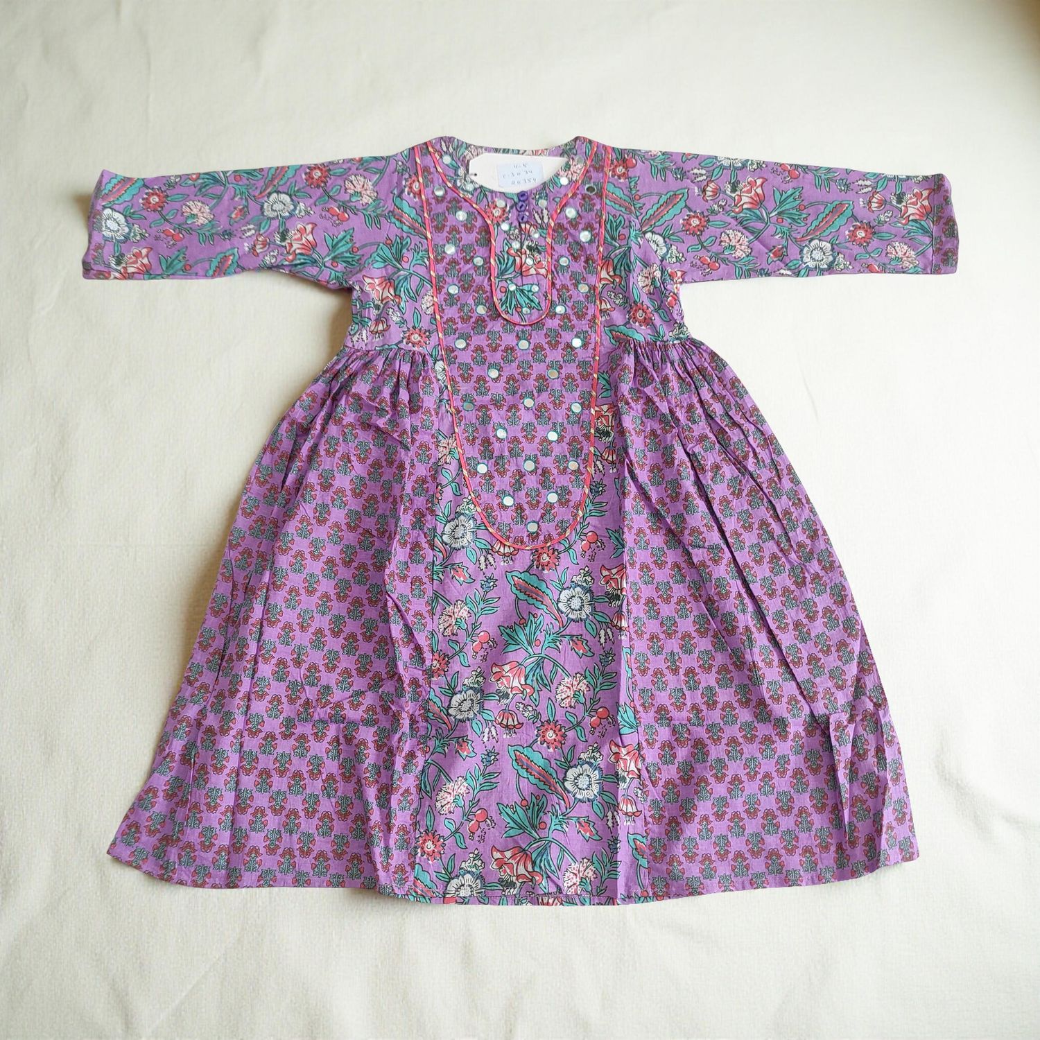 4-5 Year Suf Printed Cotton Girls Dress 34" Long Jalabiya