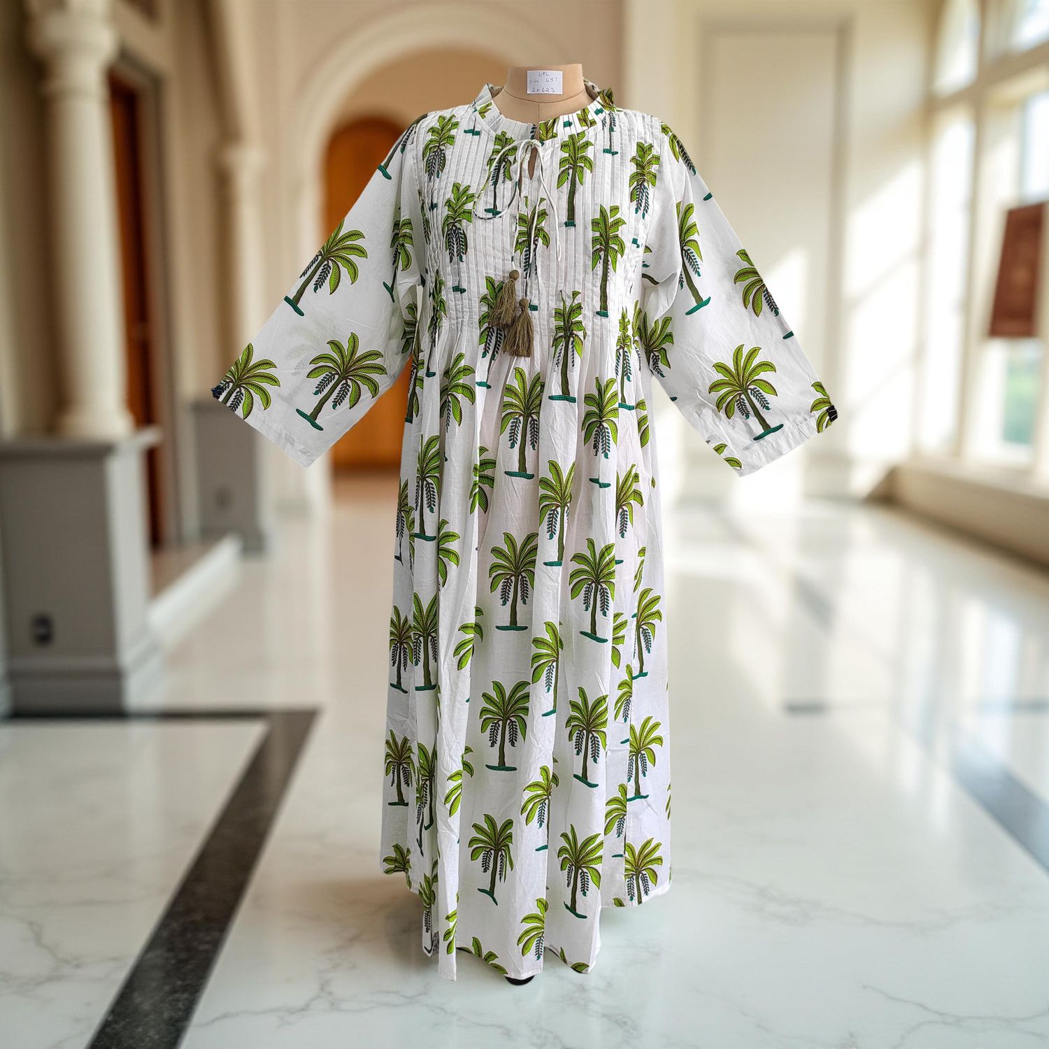 L/XL Adeem Printed Cotton Dress 57" Long Jalabiya