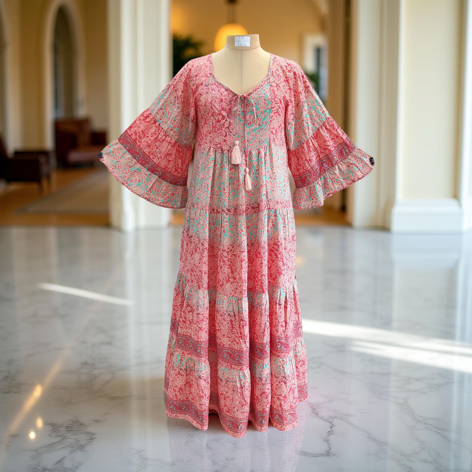 L/XL Gaby Silk Crystal  Long Dress 57" Long Jalabiya