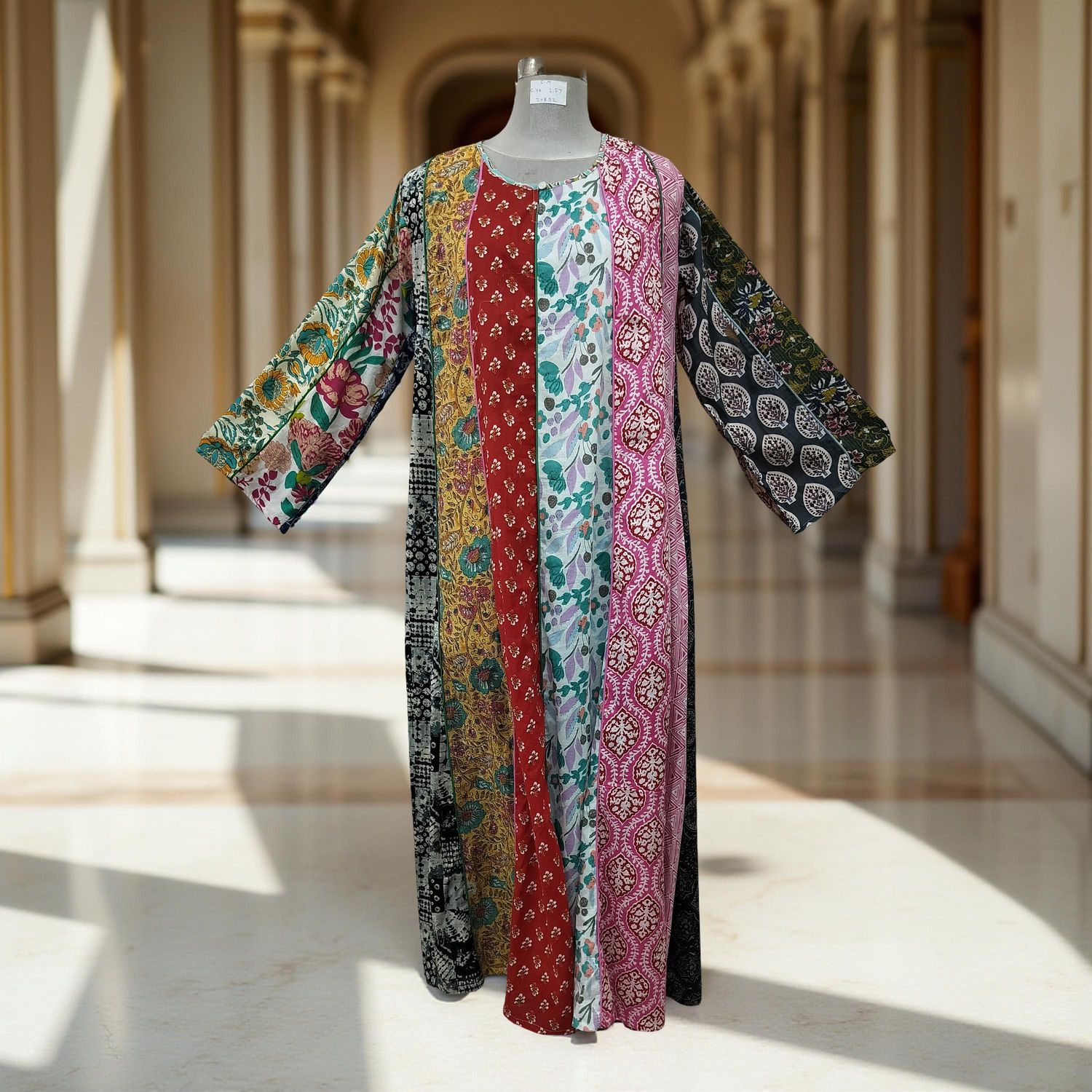 S/M Malaysia Printed Cotton Dress 57" Long Jalabiya