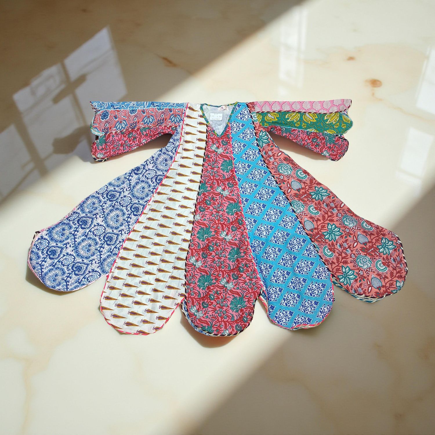 6-7 Year Meher Multi Printed Cotton Girls Dress 38" Long Jalabiya