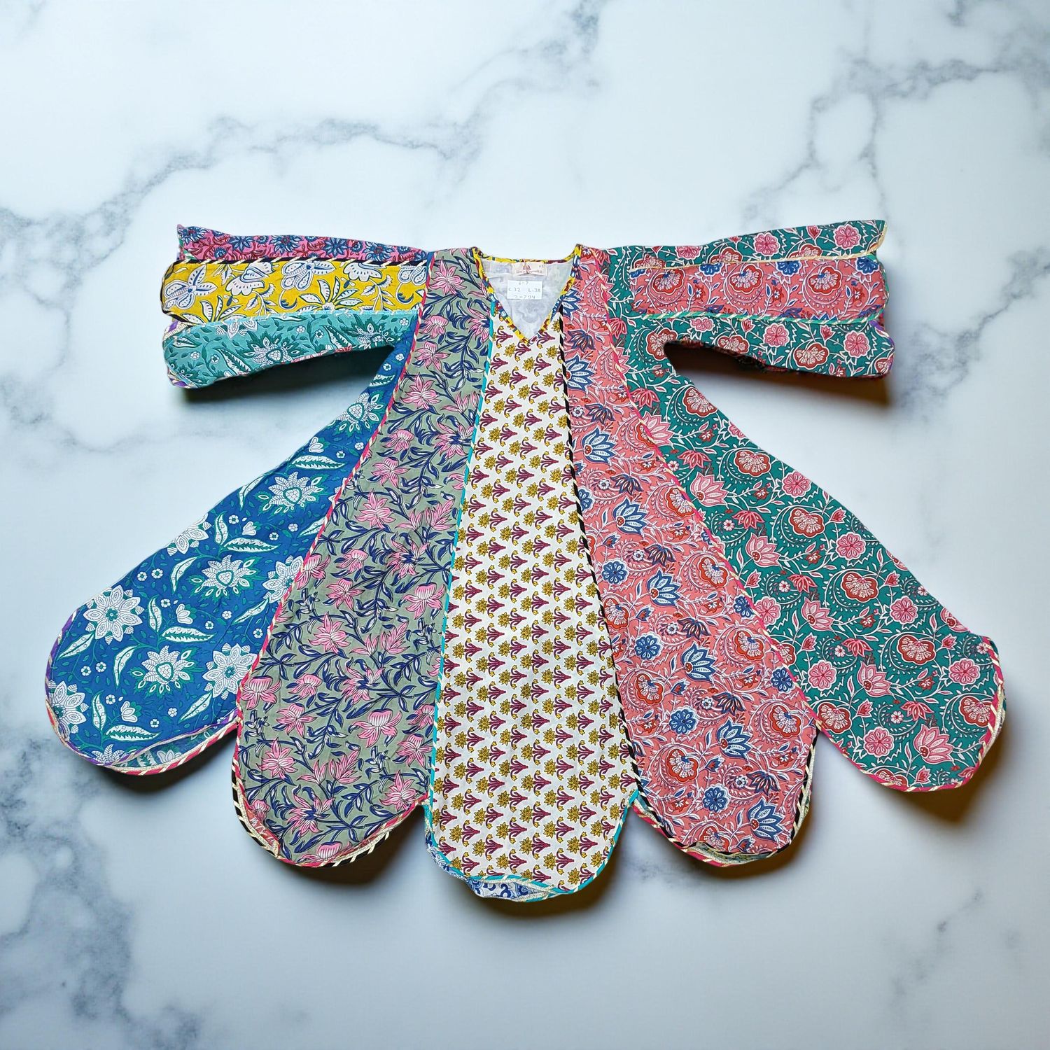 6-7 Year Meher Multi Printed Cotton Girls Dress 38" Long Jalabiya