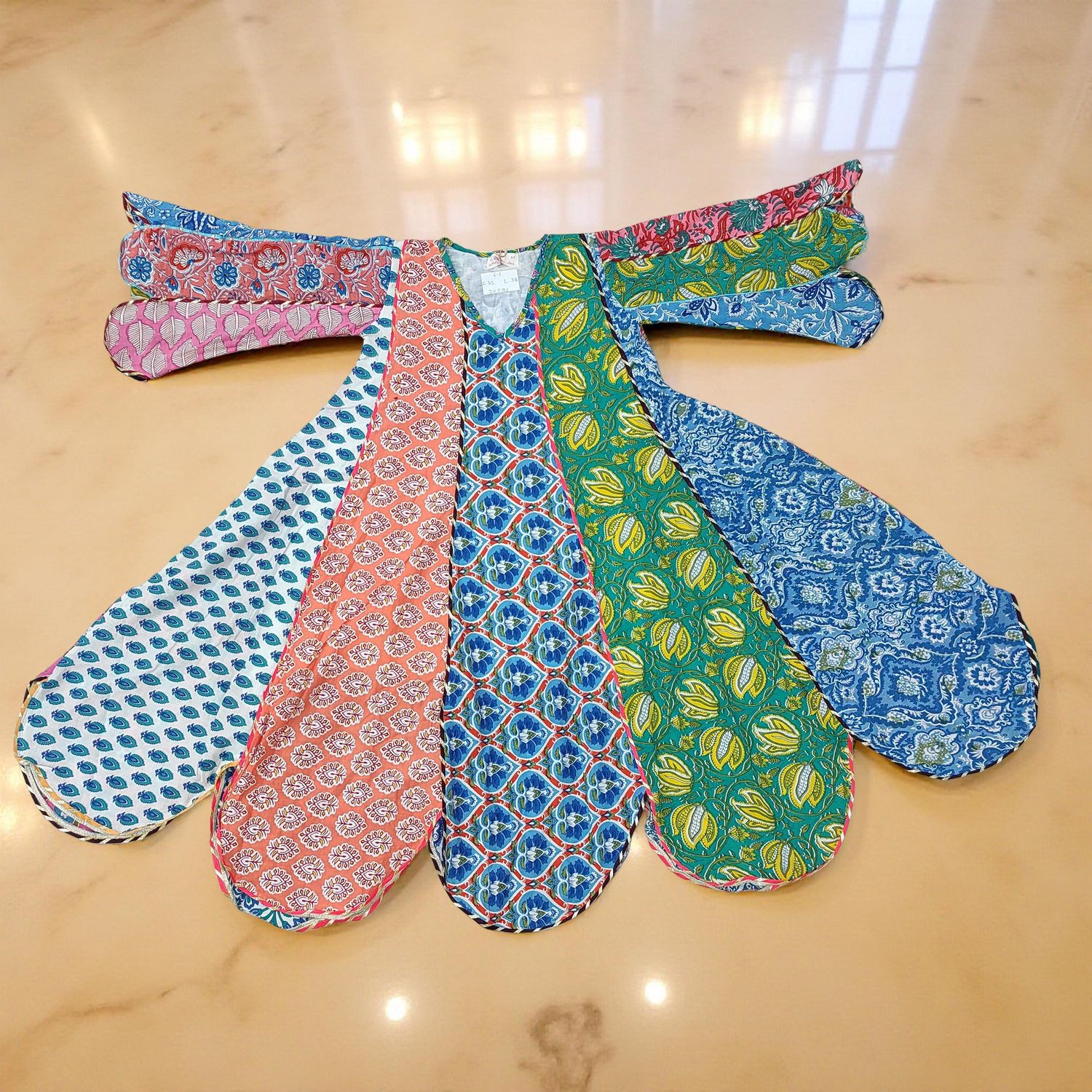 6-7 Year Meher Multi Printed Cotton Girls Dress 38" Long Jalabiya