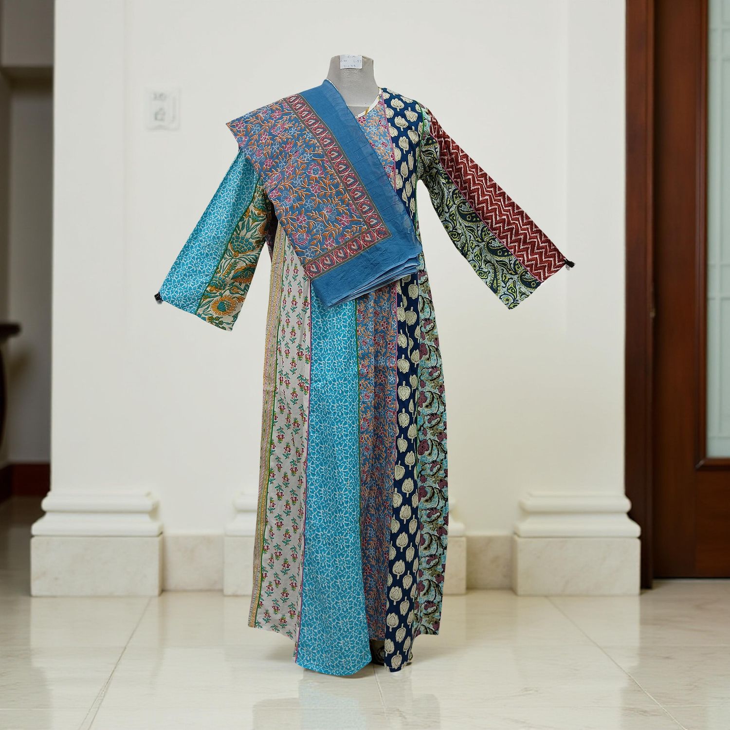 S/M Malaysia Printed Cotton Dress 57" Long Jalabiya With Sheila
