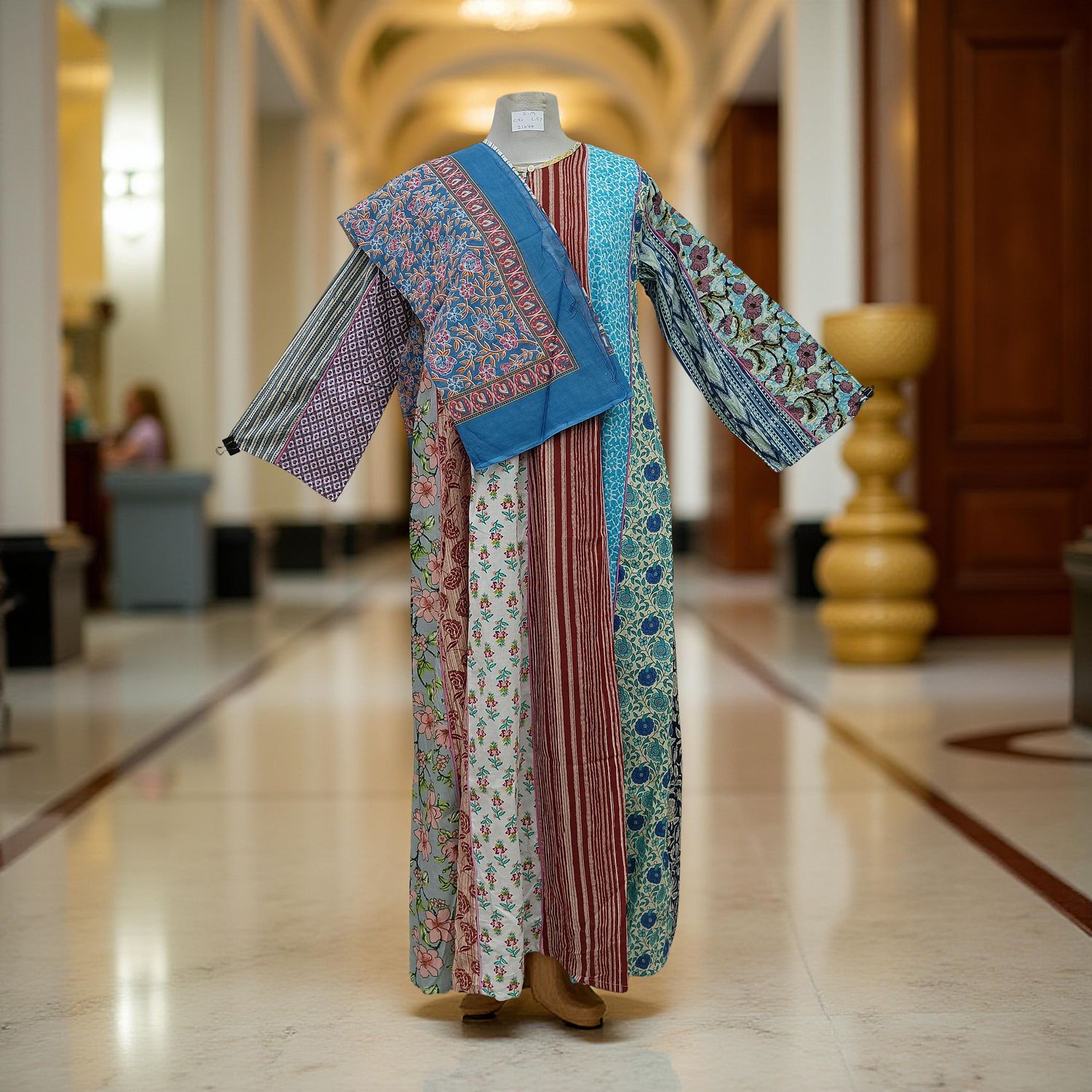 S/M Malaysia Printed Cotton Dress 57" Long Jalabiya With Sheila