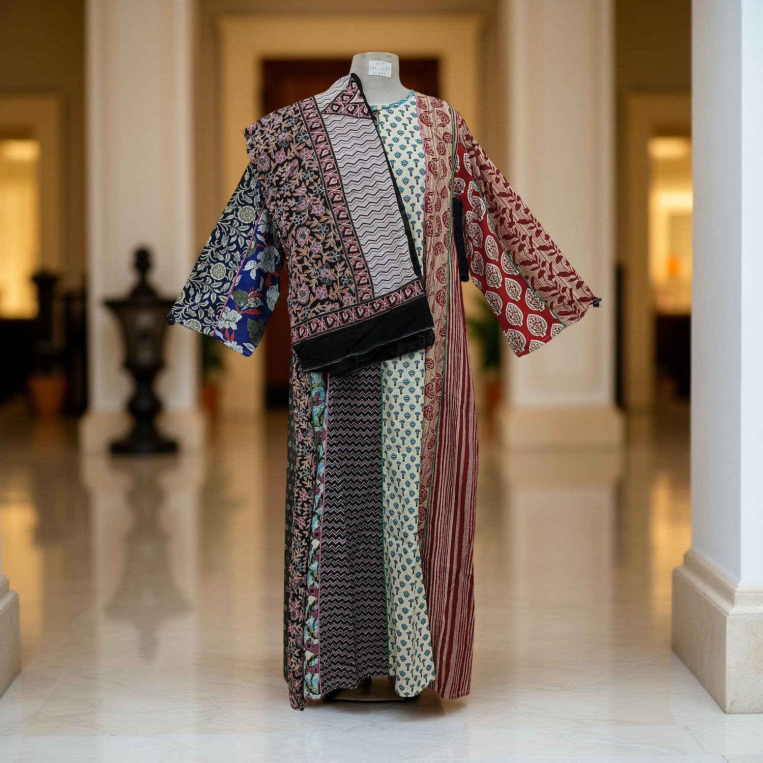 S/M Malaysia Printed Cotton Dress 57" Long Jalabiya With Sheila