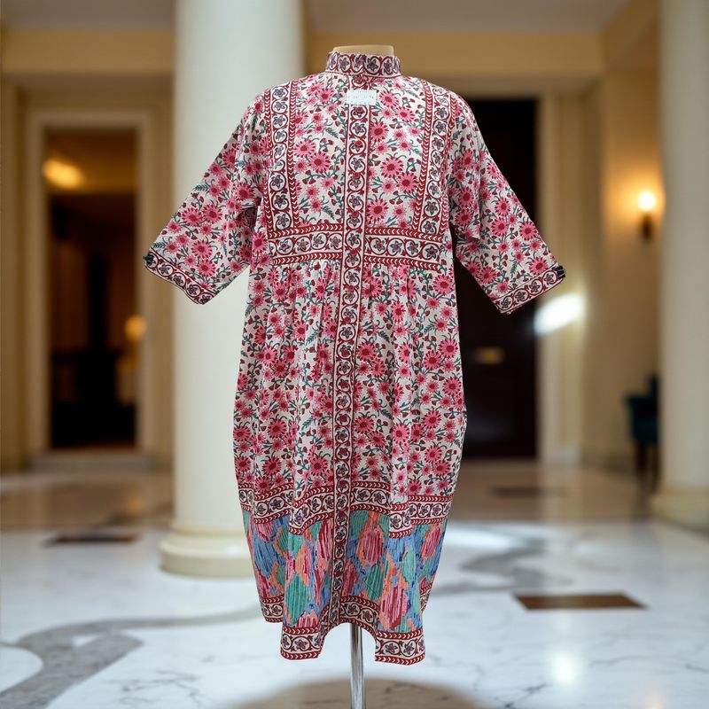 10-11 Year Faryat Printed Cotton  Dress 46" Long Jalabiya