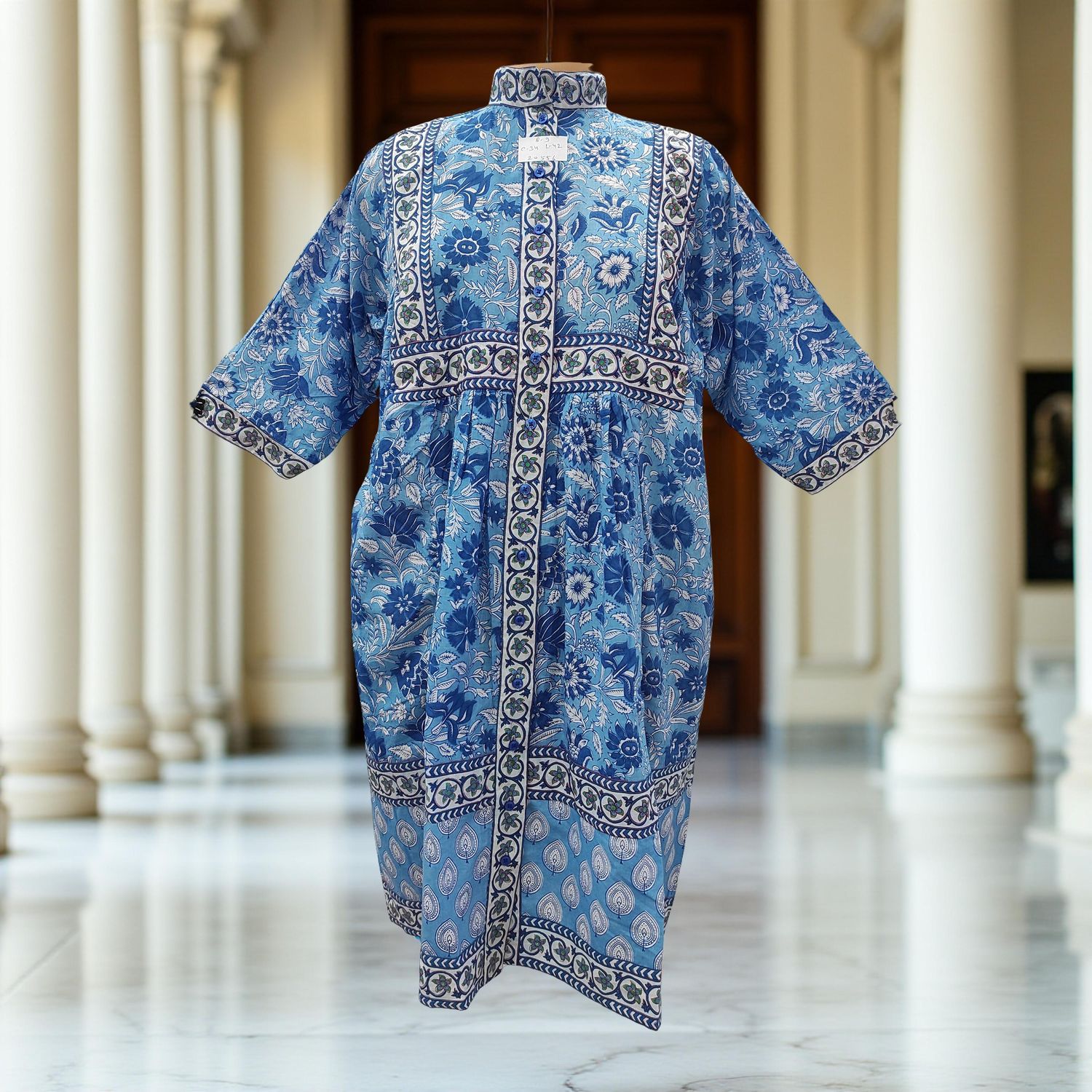 8-9 Year Faryat Printed Cotton  Dress 42" Long Jalabiya