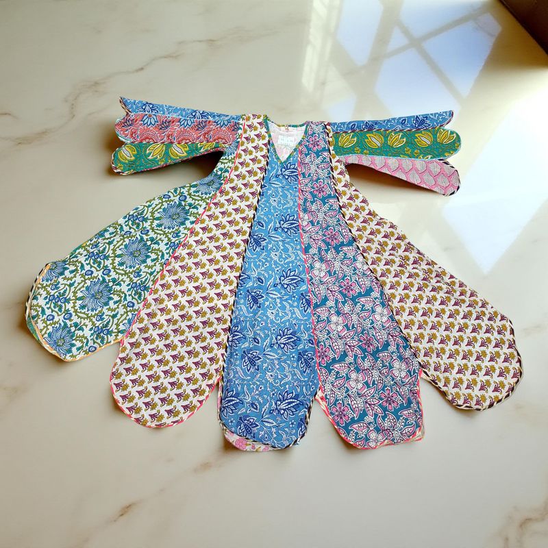 6-7 Year Meher Multi Printed Cotton Girls Dress 38" Long Jalabiya