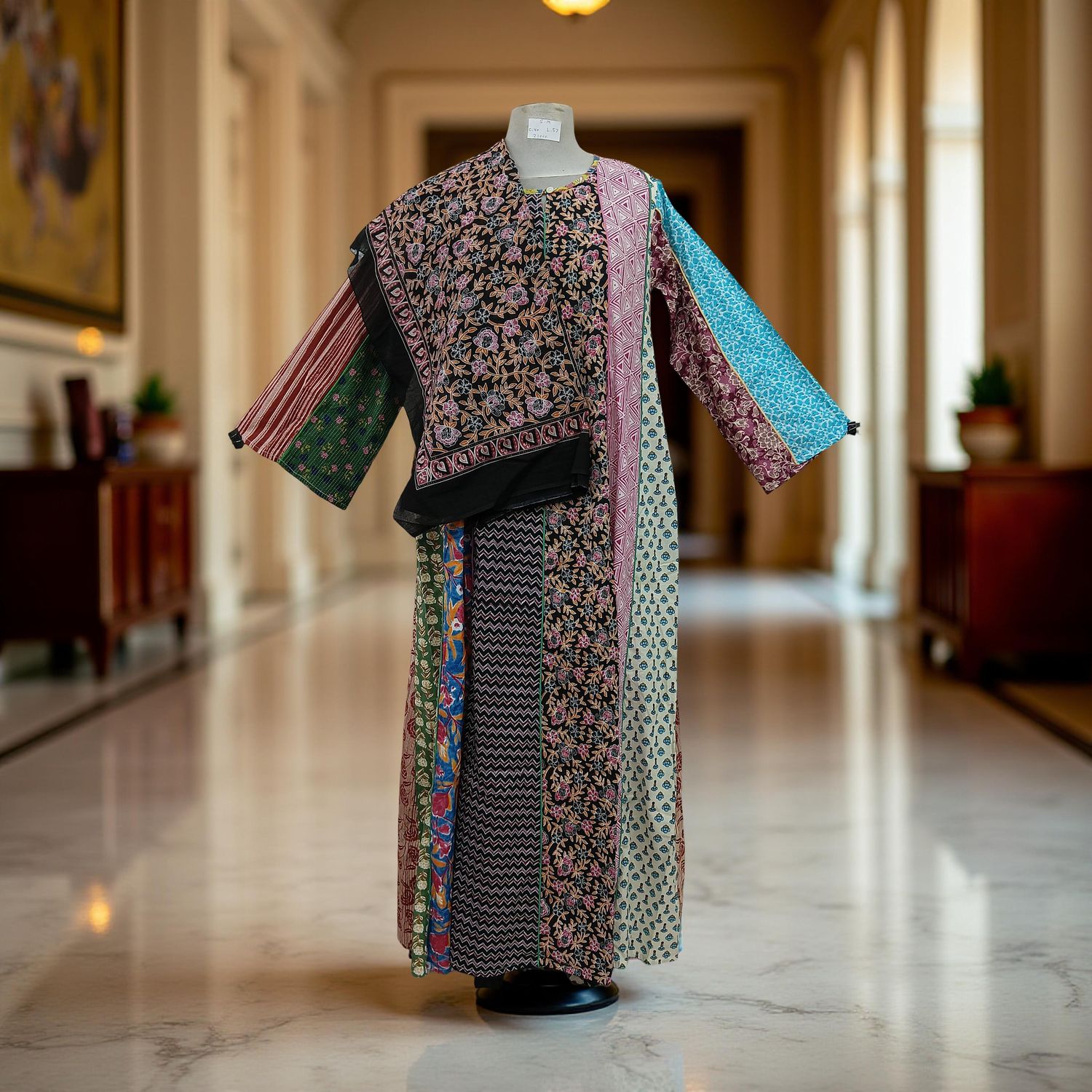 S/M Malaysia Printed Cotton Dress 57" Long Jalabiya With Sheila