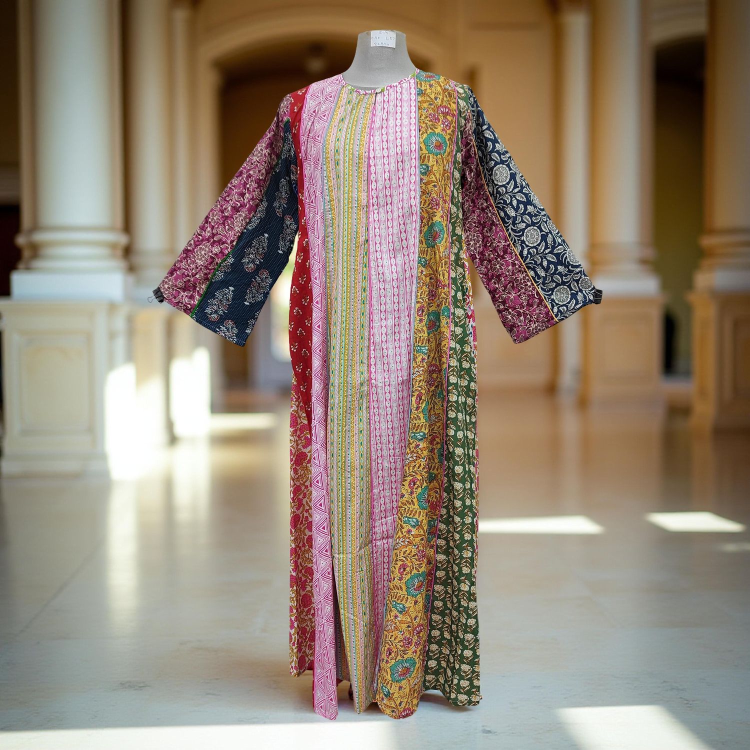 S/M Malaysia Printed Cotton Dress 57" Long Jalabiya