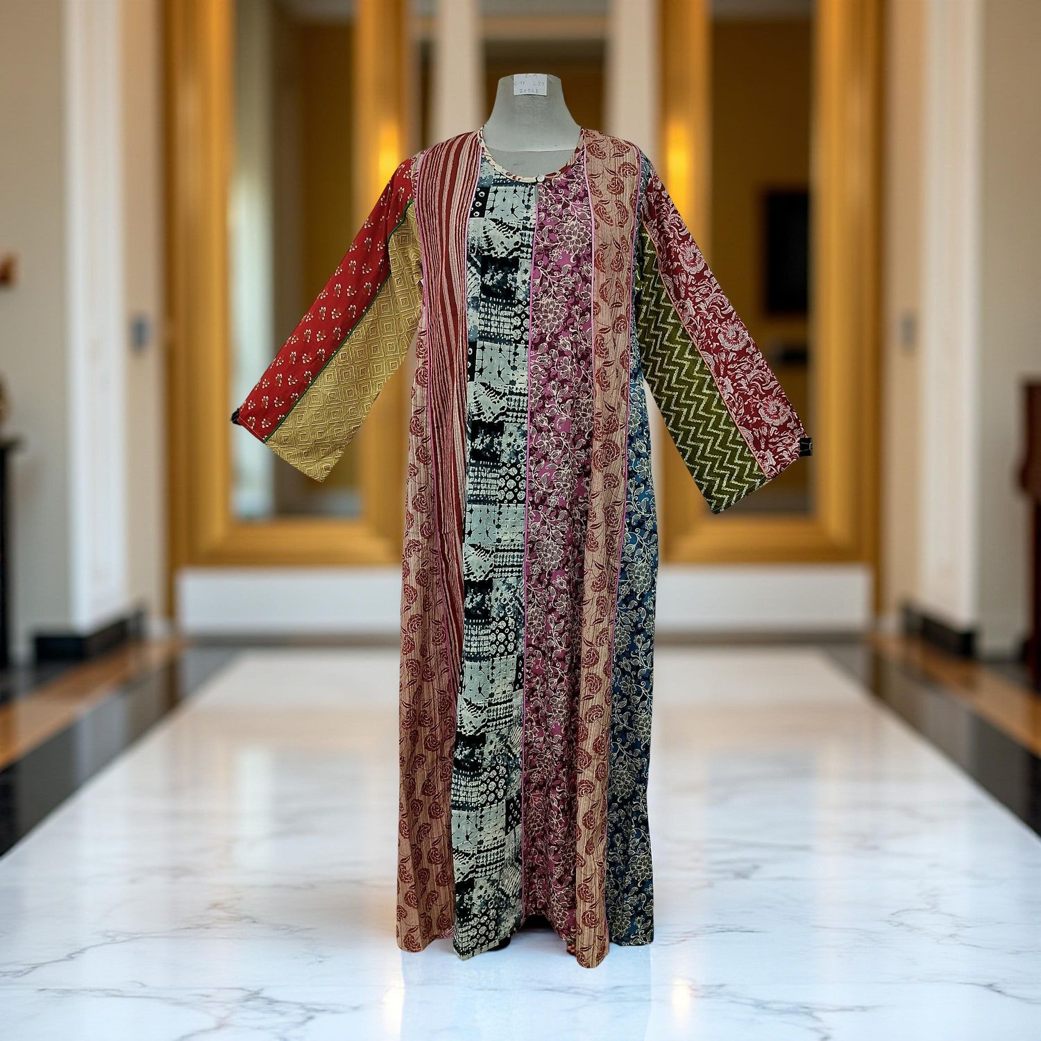 S/M Malaysia Printed Cotton Dress 57" Long Jalabiya