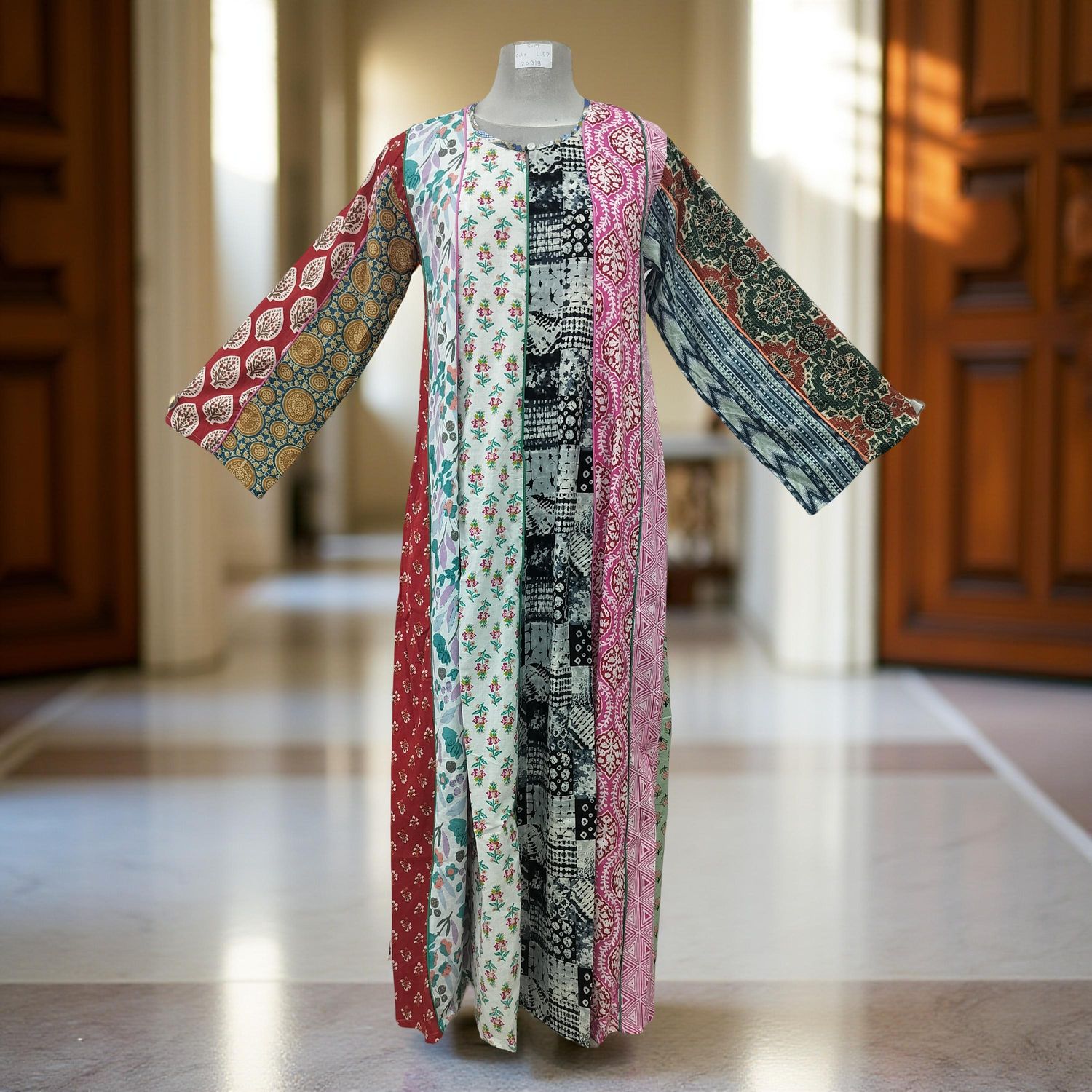 S/M Malaysia Printed Cotton Dress 57" Long Jalabiya