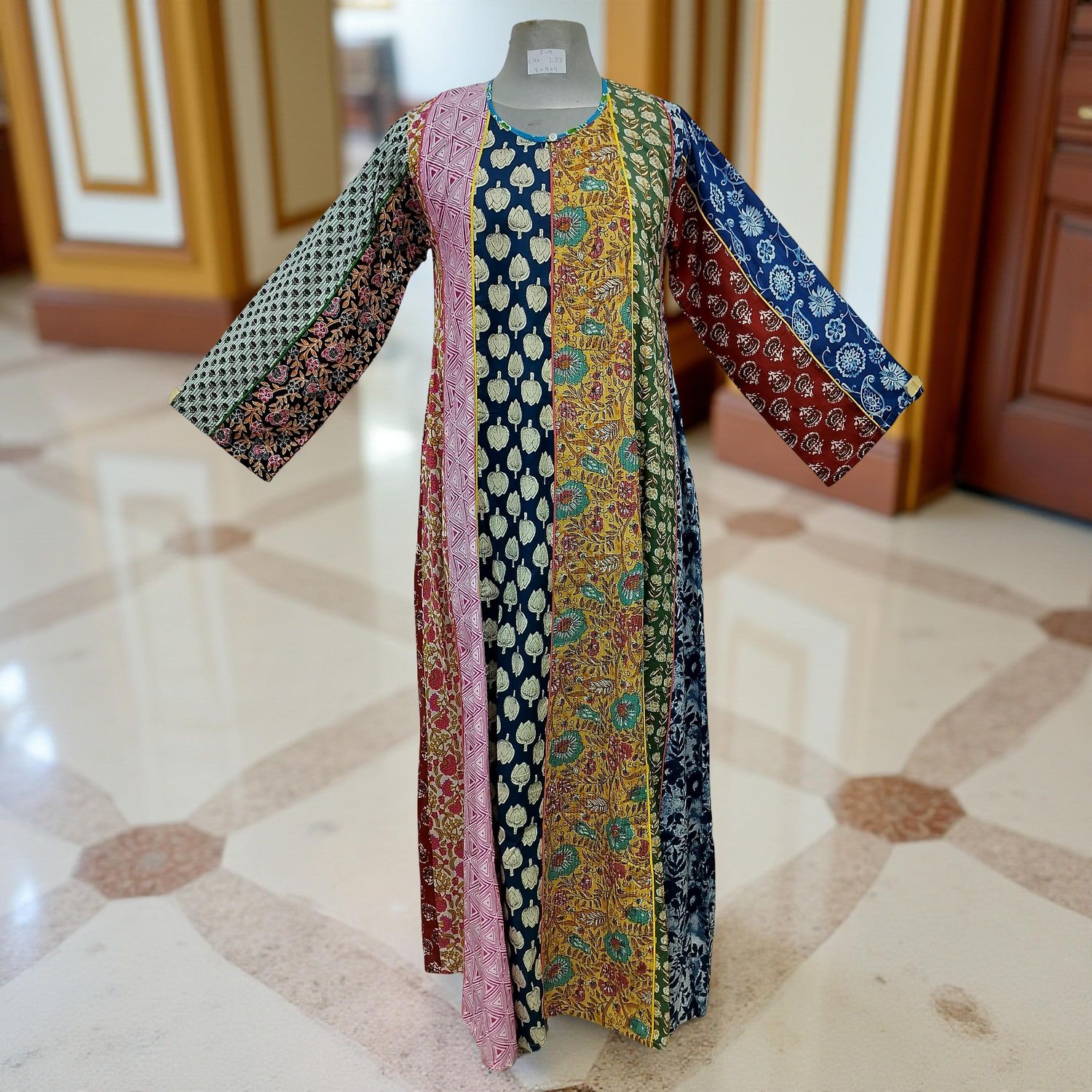 S/M Malaysia Printed Cotton Dress 57" Long Jalabiya