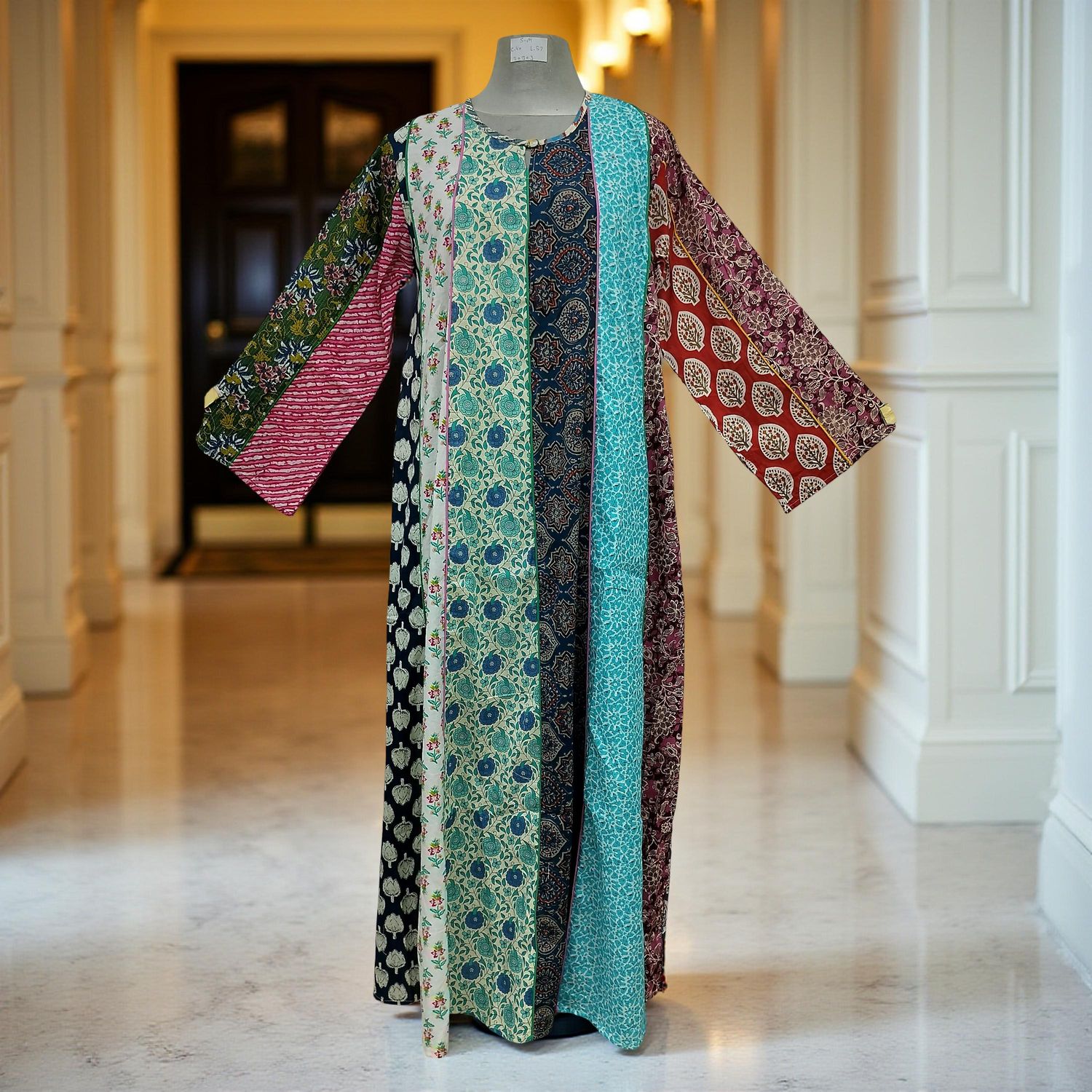 S/M Malaysia Printed Cotton Dress 57" Long Jalabiya