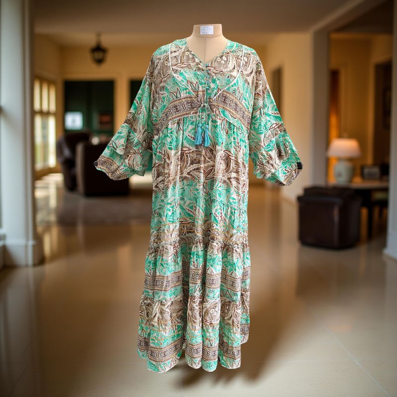 2XL/3XL Adeeba Crystal Silk Dress 57" Long Jalabiya