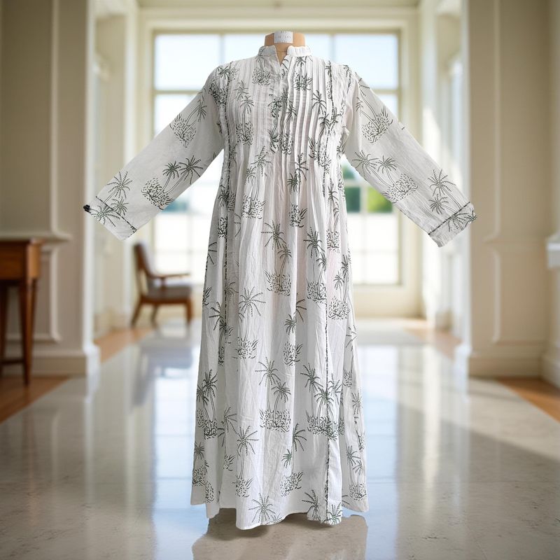 XS/S Afra Printed Cotton Dress 54" Long Jalabiya