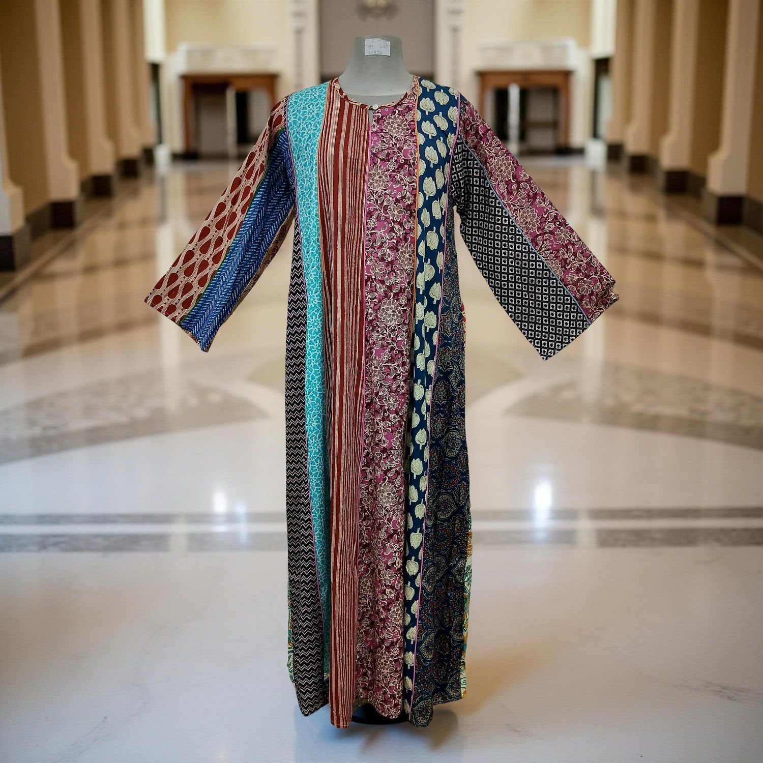 S/M Malaysia Printed Cotton Dress 57" Long Jalabiya