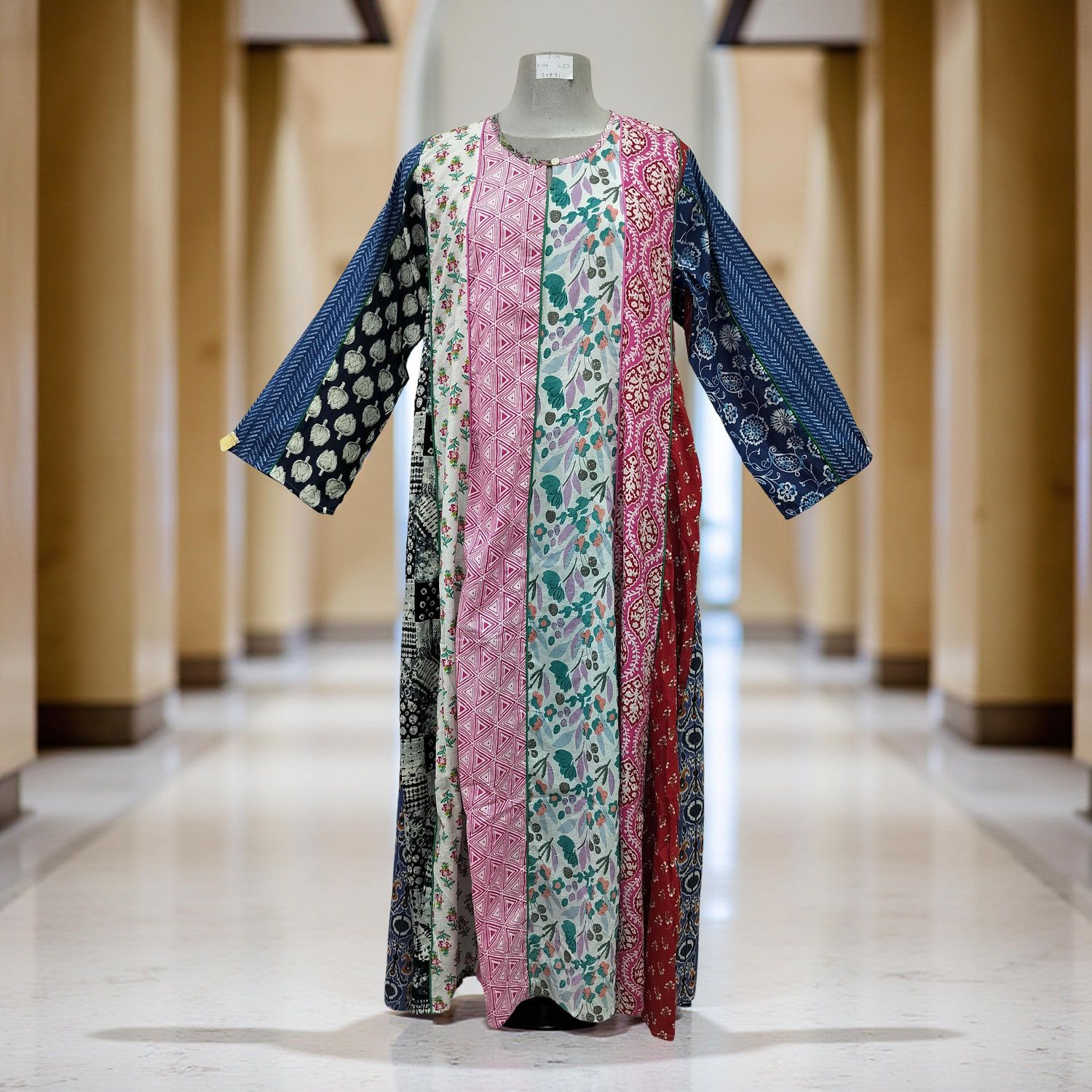 S/M Malaysia Printed Cotton Dress 57" Long Jalabiya