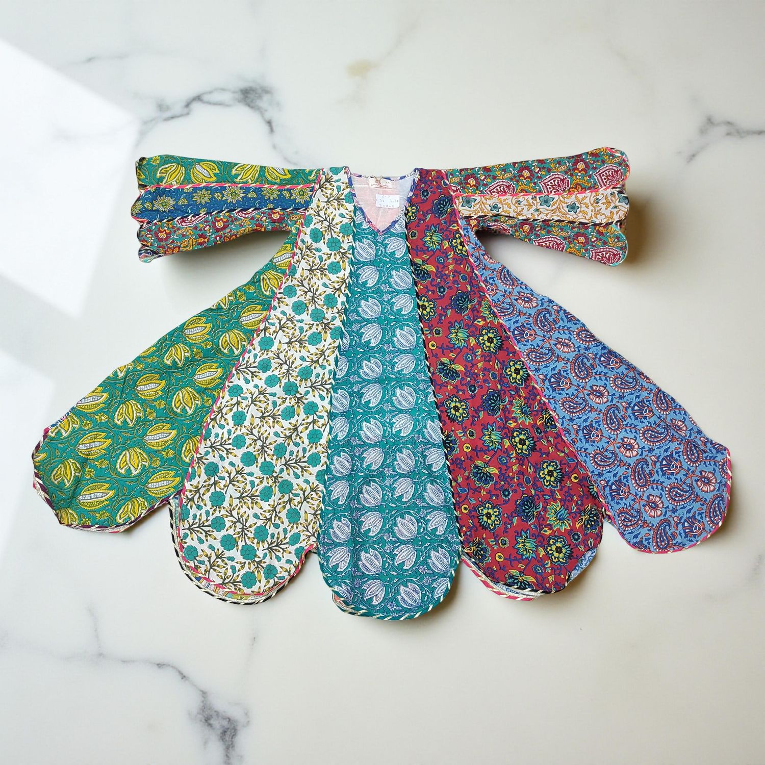 6-7 Year Meher Multi Printed Cotton Girls Dress 38" Long Jalabiya