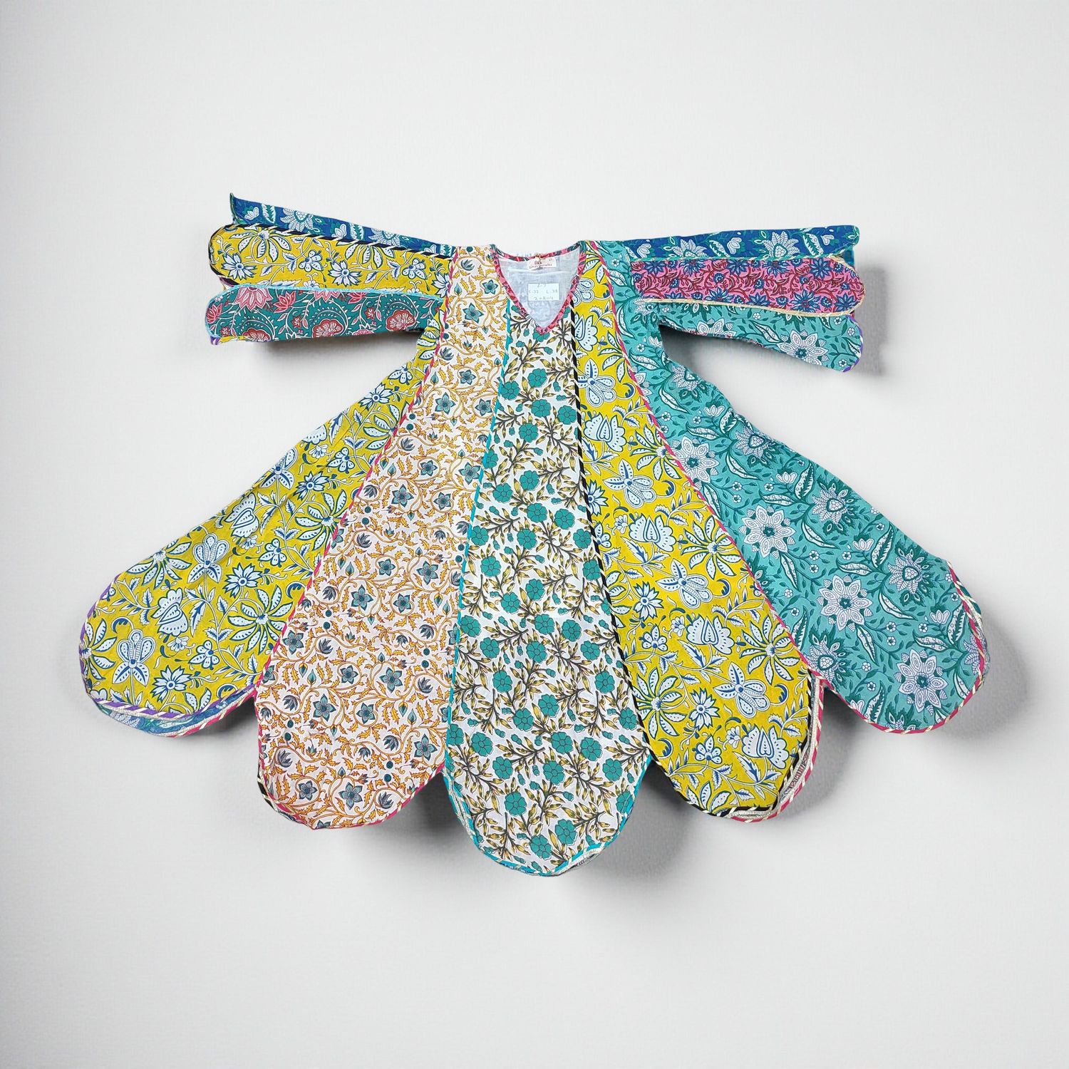 6-7 Year Meher Multi Printed Cotton Girls Dress 38" Long Jalabiya