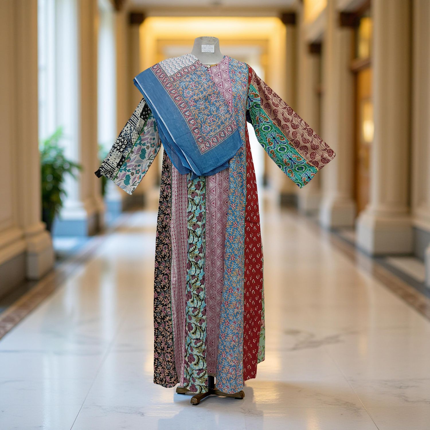 S/M Malaysia Printed Cotton Dress 57" Long Jalabiya With Sheila