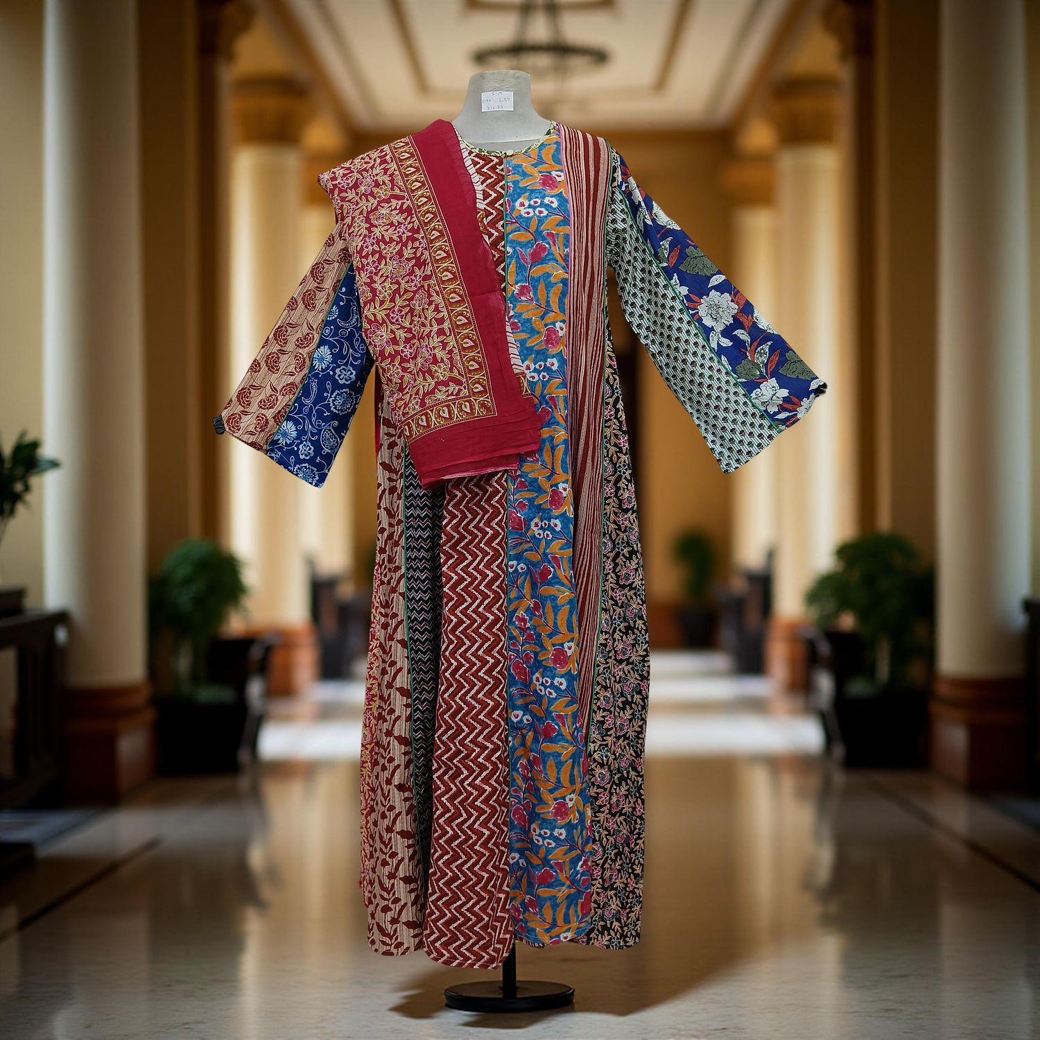 S/M Malaysia Printed Cotton Dress 57" Long Jalabiya With Sheila