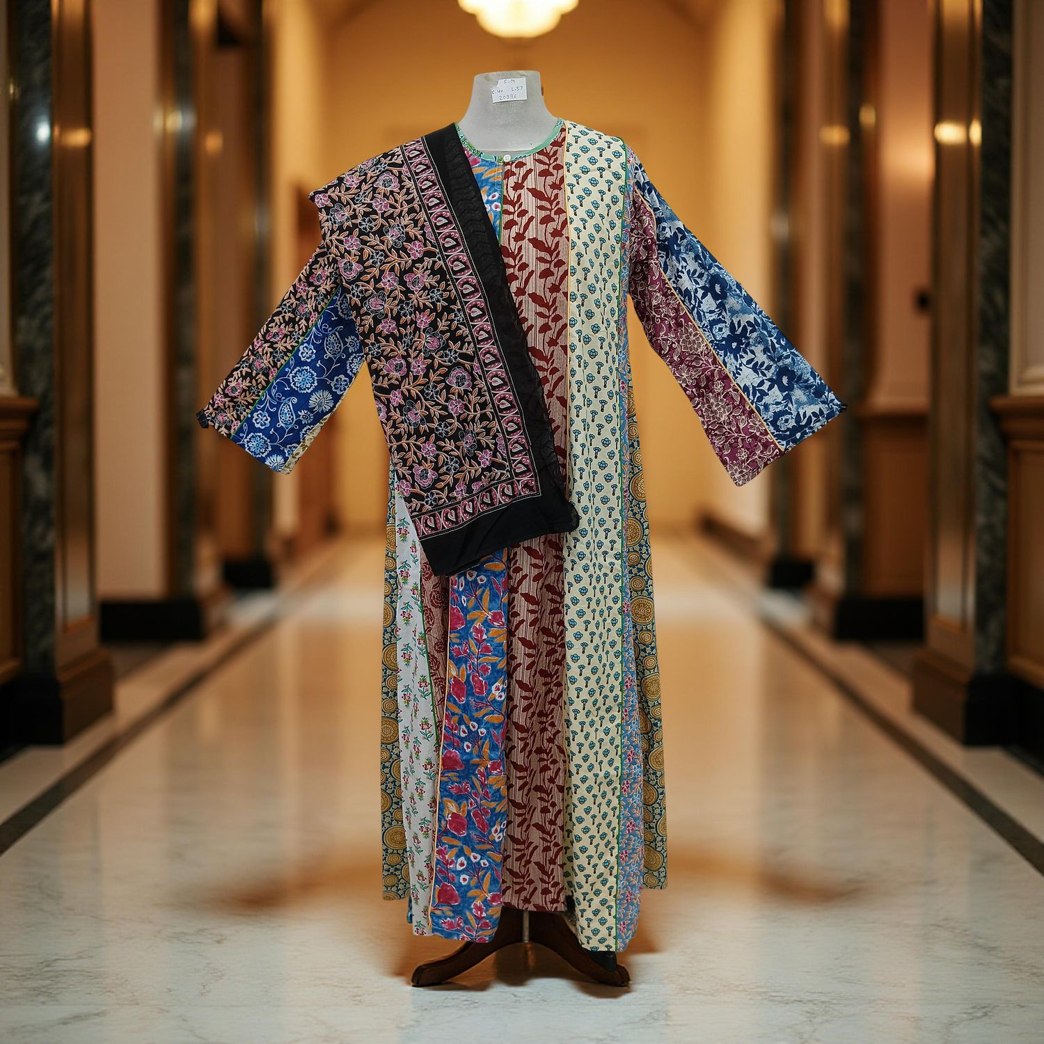 S/M Malaysia Printed Cotton Dress 57" Long Jalabiya With Sheila