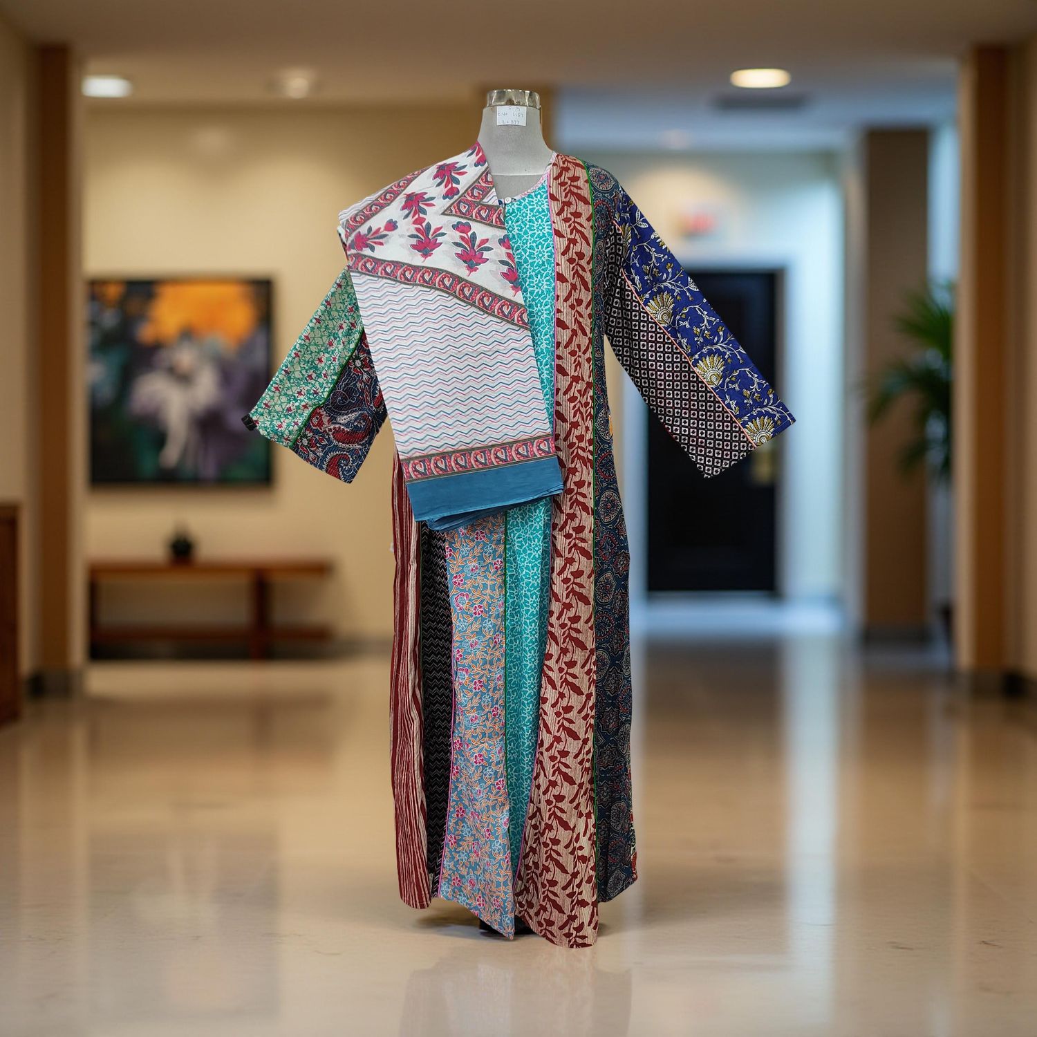 S/M Malaysia Printed Cotton Dress 57" Long Jalabiya With Sheila