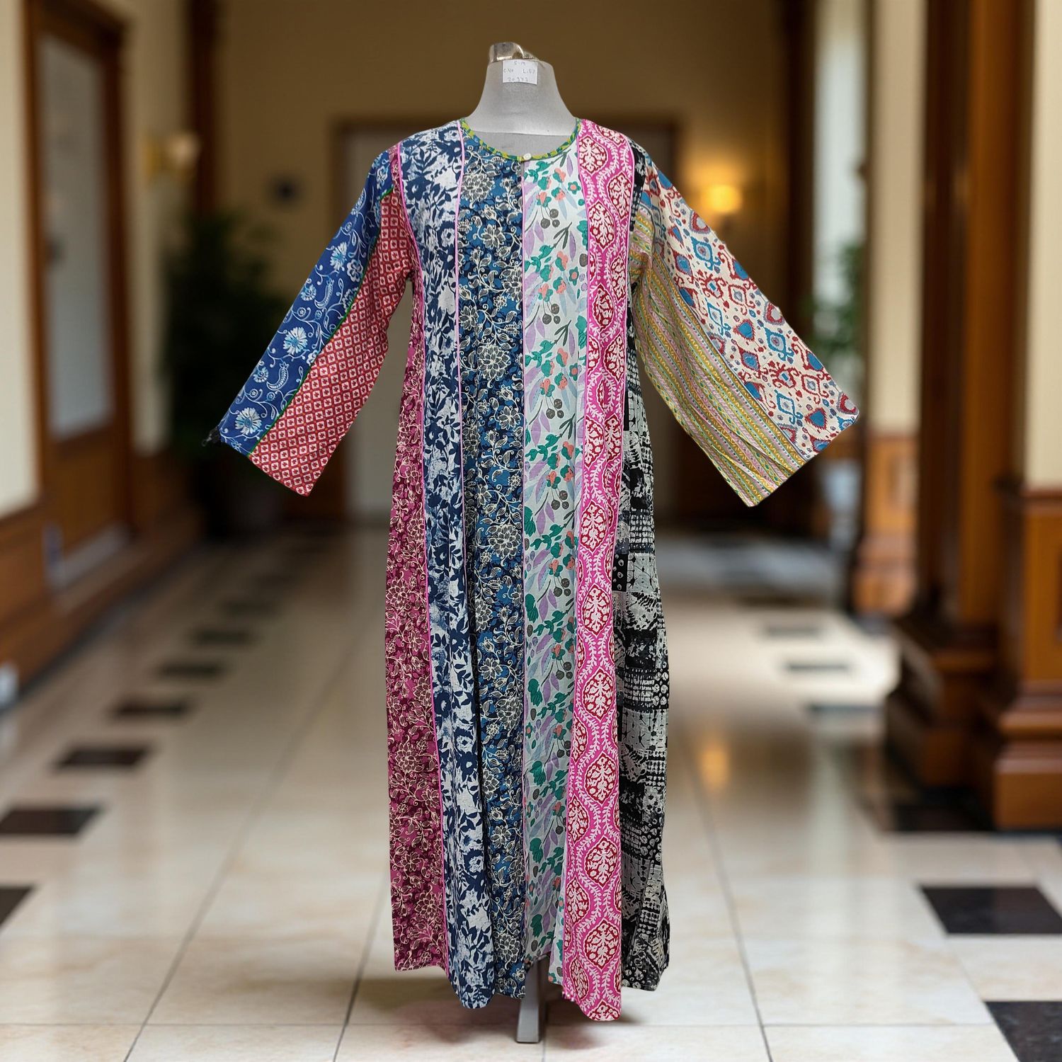 S/M Malaysia Printed Cotton Dress 57" Long Jalabiya