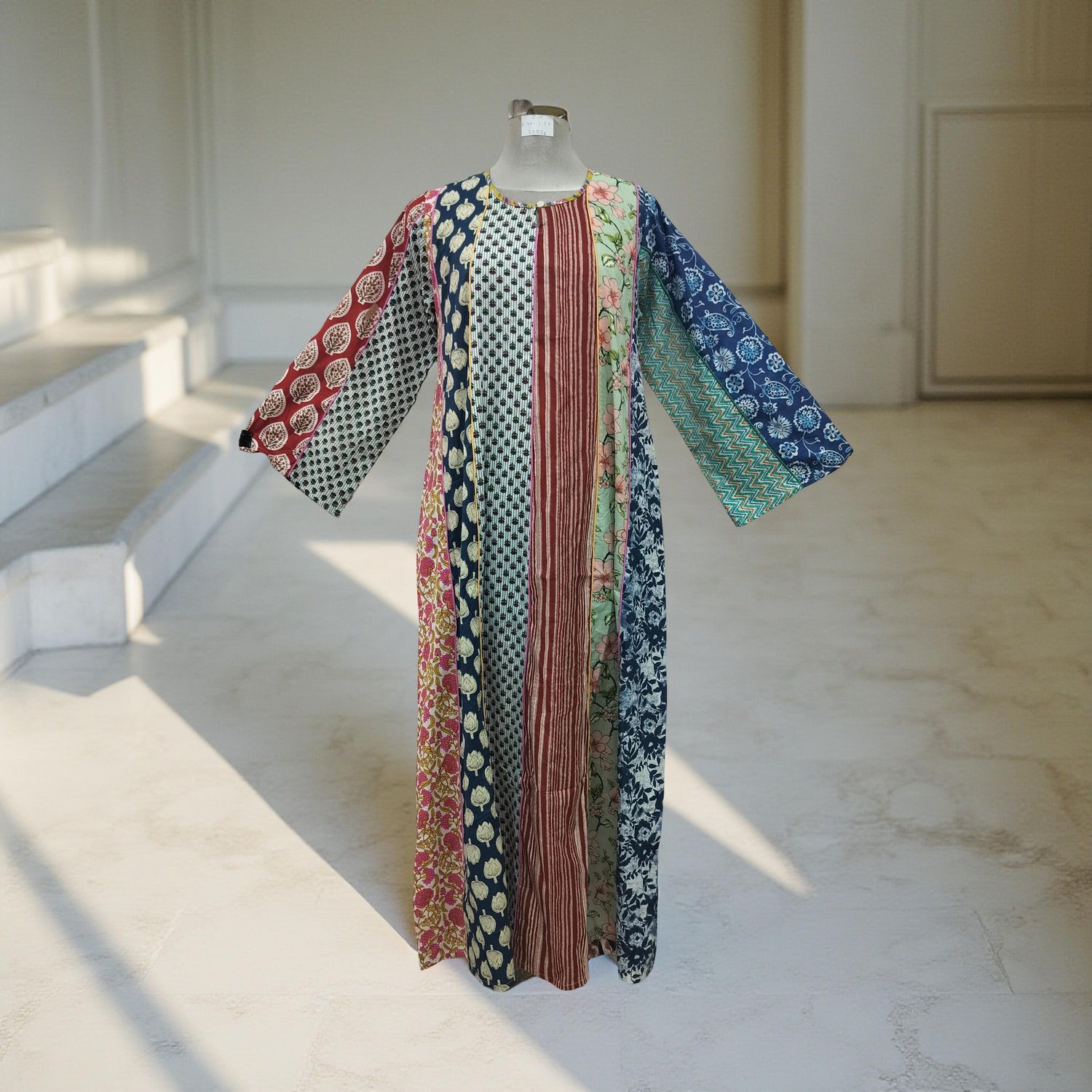 S/M Malaysia Printed Cotton Dress 57" Long Jalabiya